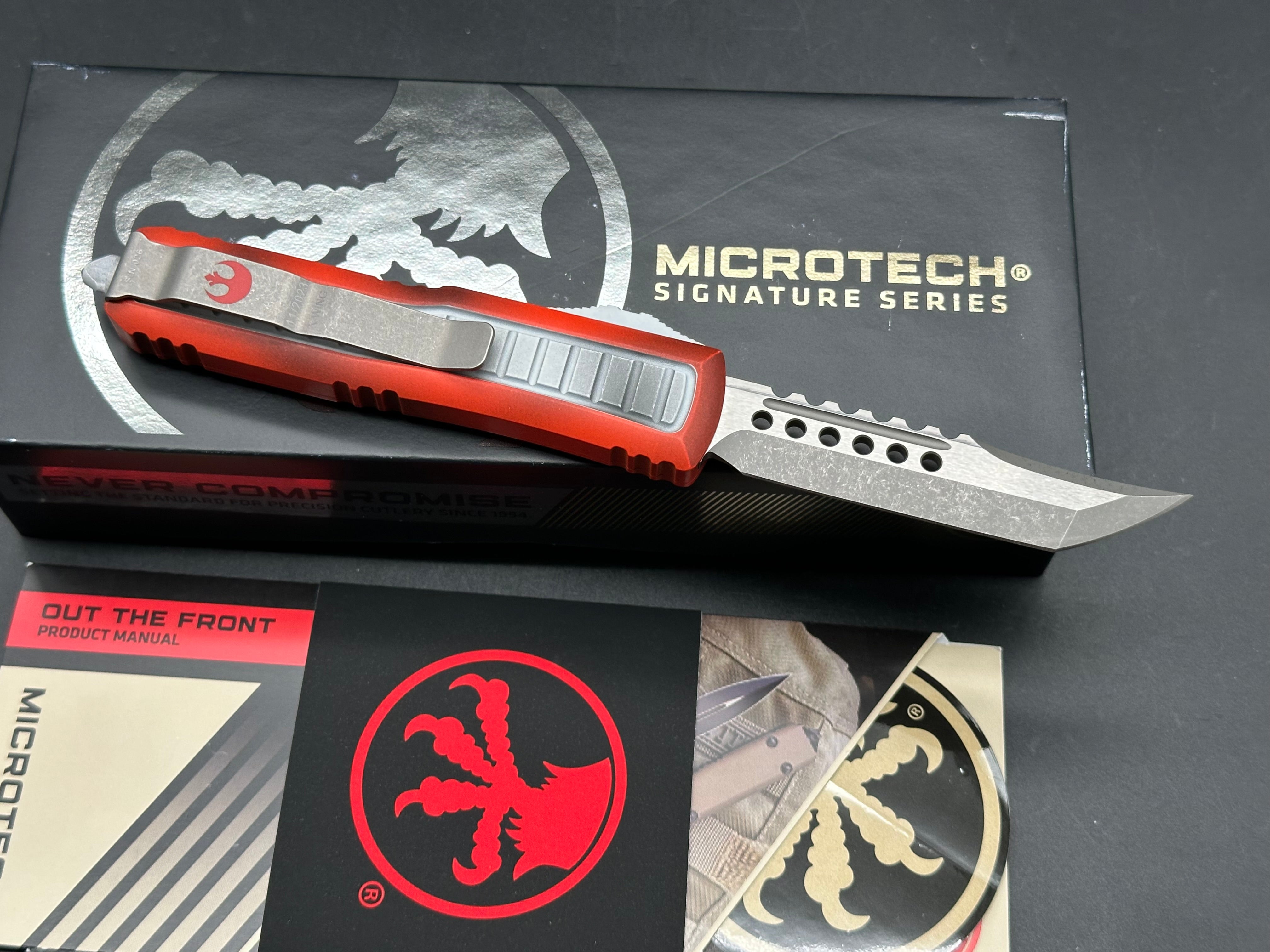 Microtech UTX-85X-Wing Orange/White (SMKW Exclusive S/N 026) Hellhound Apocalyptic