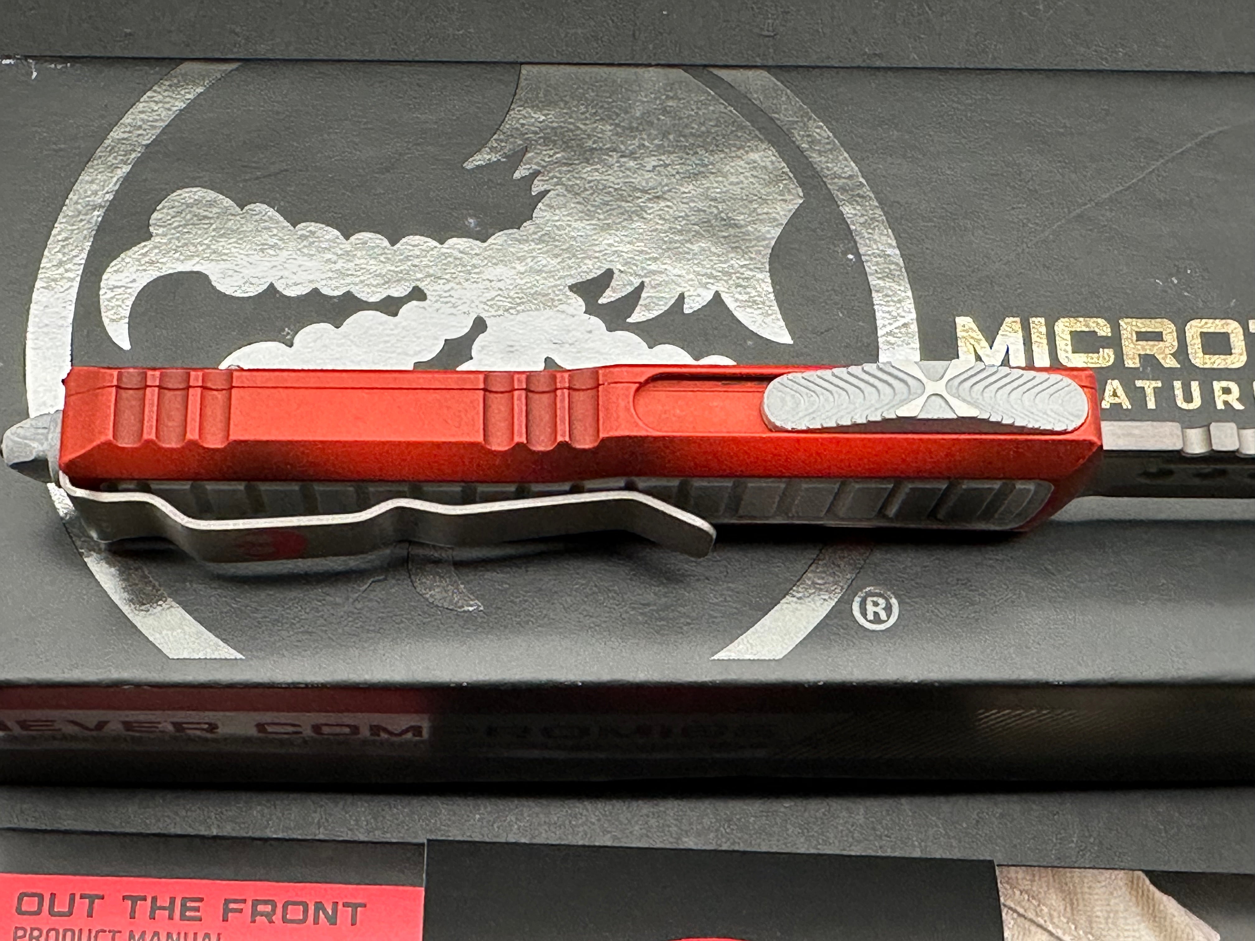 Microtech UTX-85X-Wing Orange/White (SMKW Exclusive S/N 026) Hellhound Apocalyptic