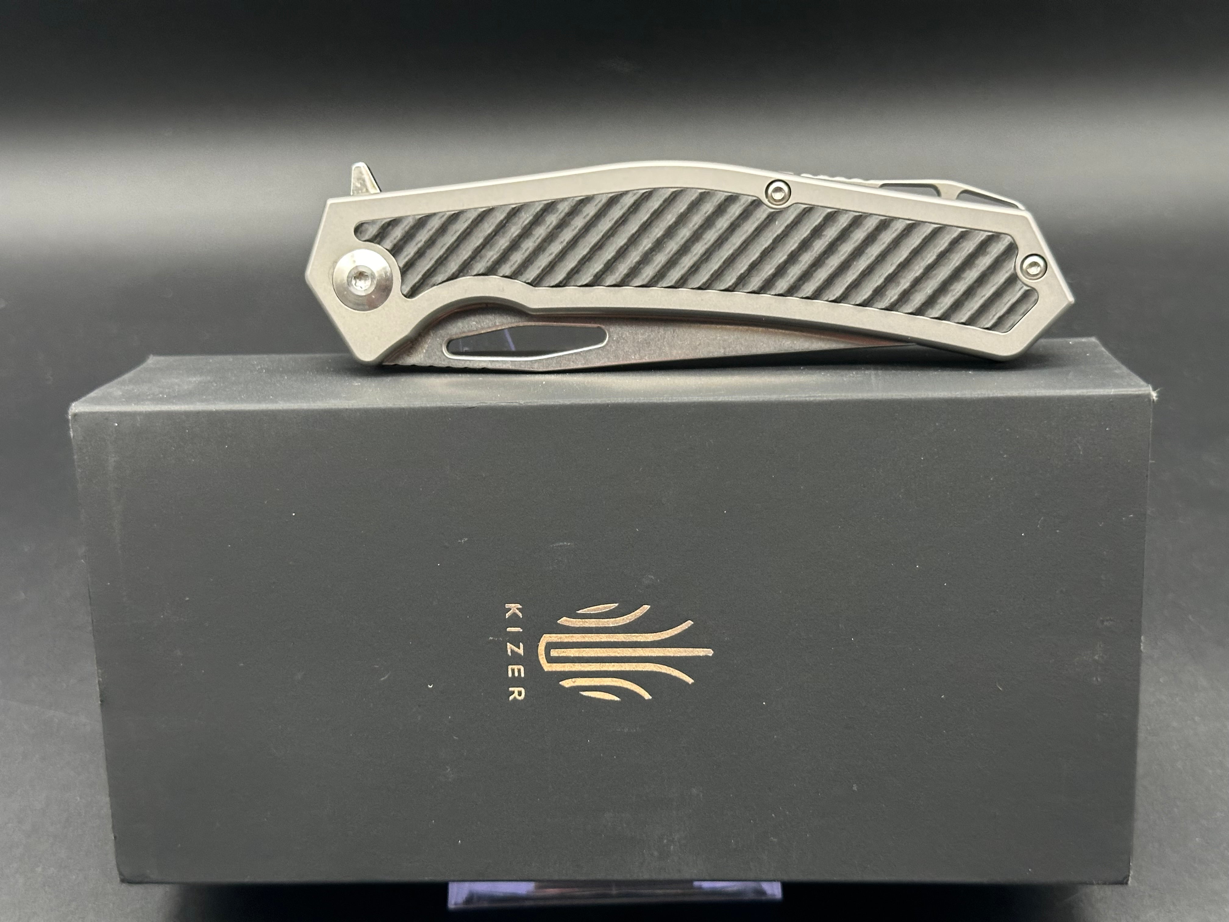 Kizer Odin Folding Knife titanium and carbon fiber