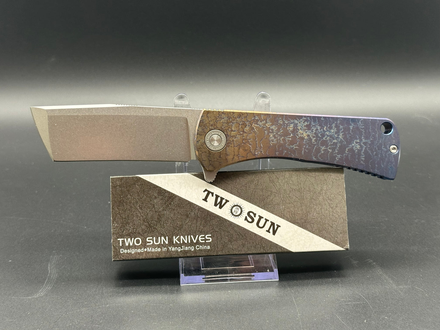 TWOSUN TS390-D2 COLOR FLIPPER FOLDING KNIFE COLOR TITANIUM HANDLE D2