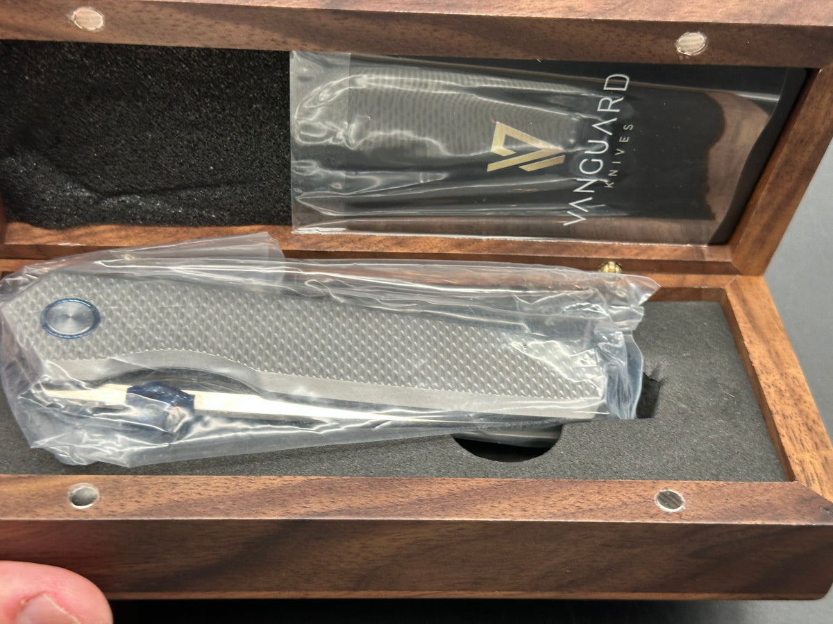 Vanguard Jaeger Folding Knife Gray Titanium Handle Satin Vanax Blade 8.27' Overall length