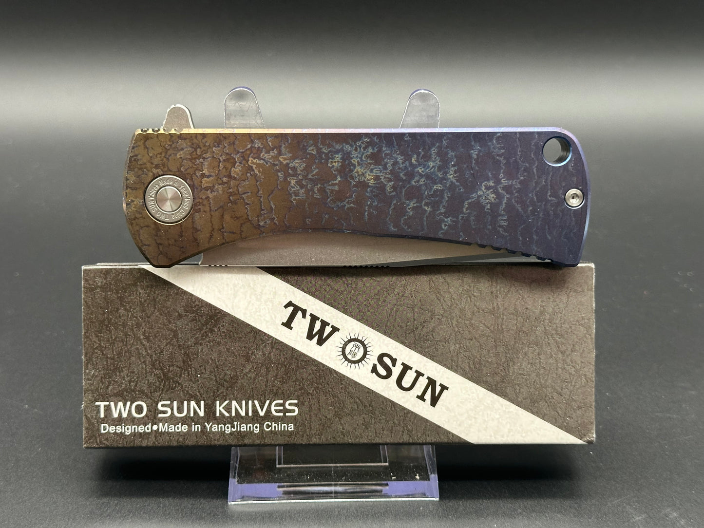 TWOSUN TS390-D2 COLOR FLIPPER FOLDING KNIFE COLOR TITANIUM HANDLE D2