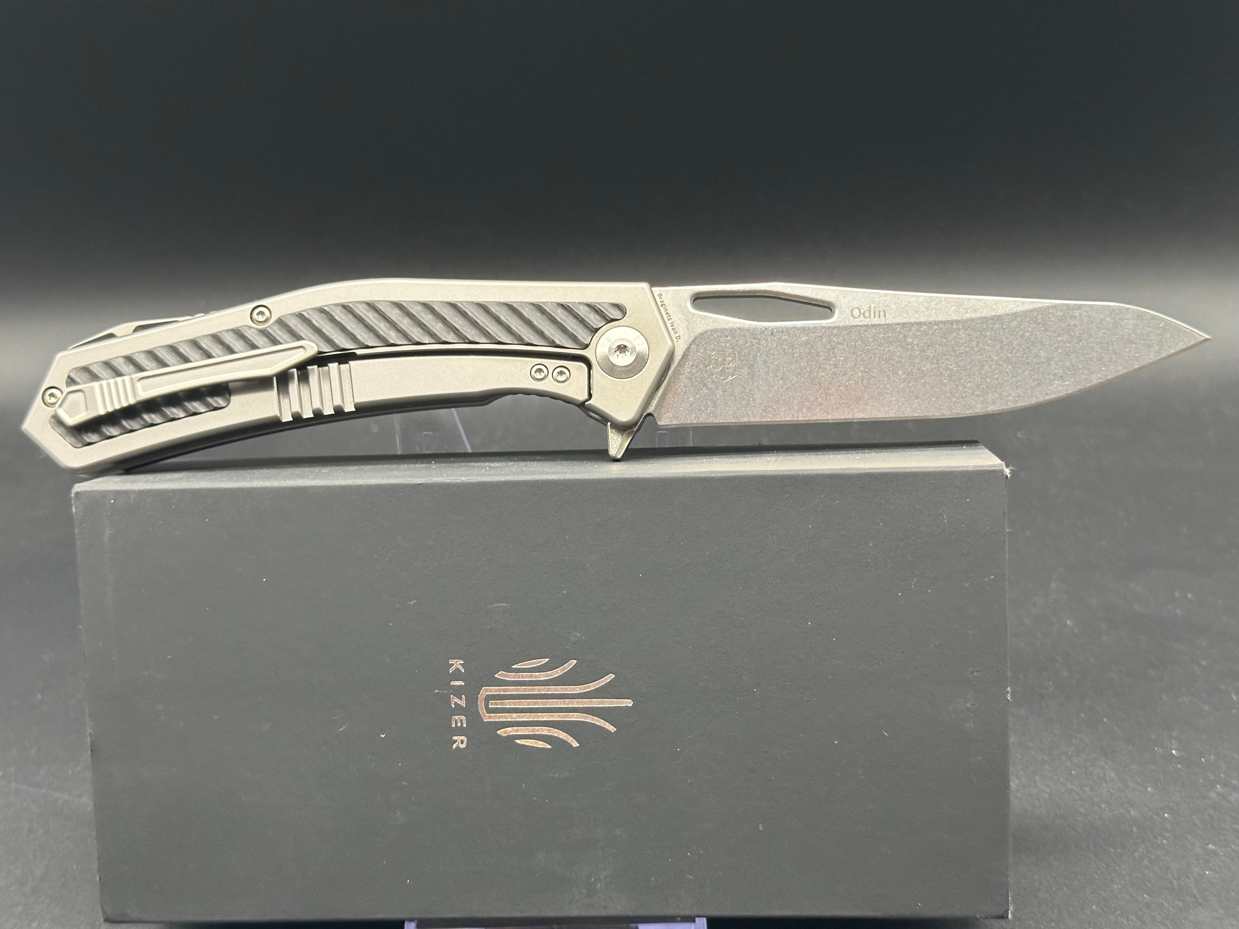 Kizer Odin Folding Knife titanium and carbon fiber