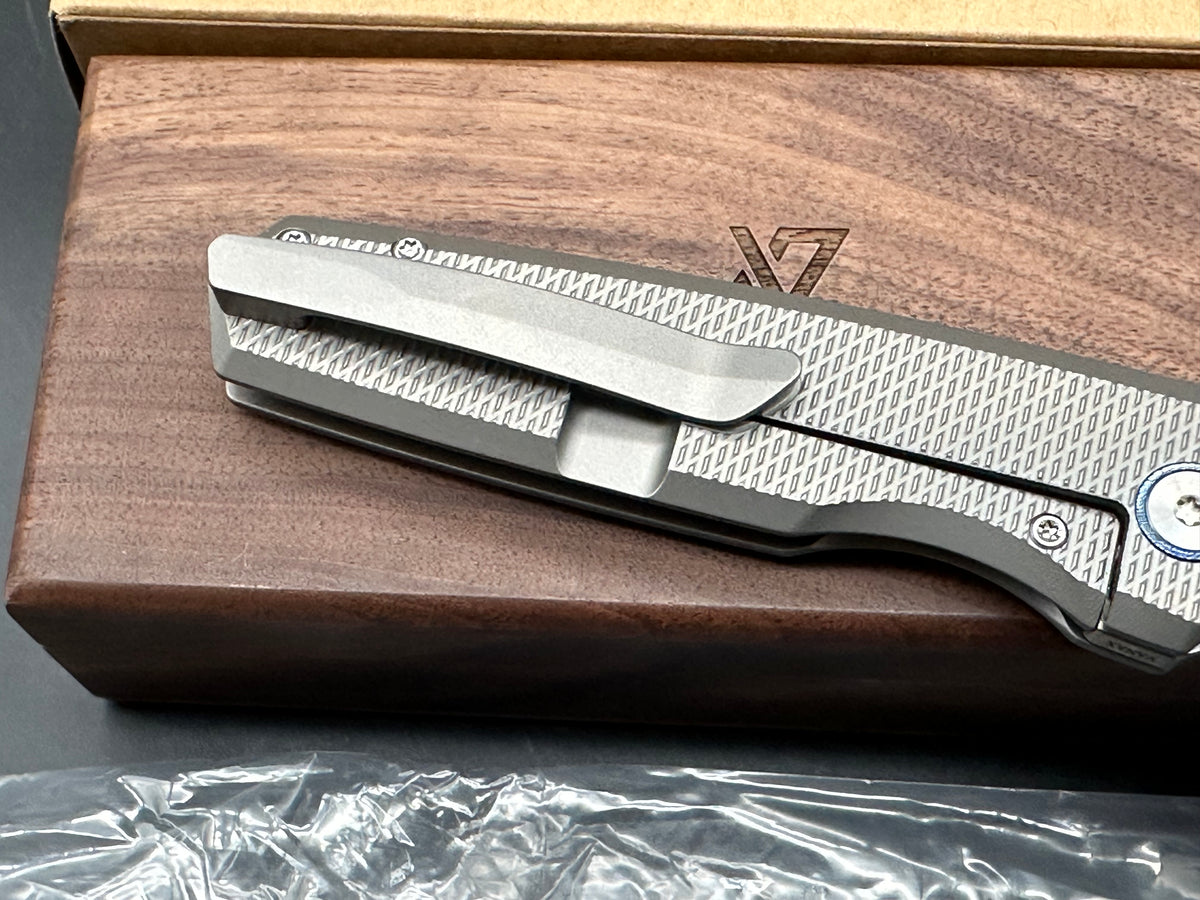 Vanguard Jaeger Folding Knife Gray Titanium Handle Satin Vanax Blade 8.27' Overall length