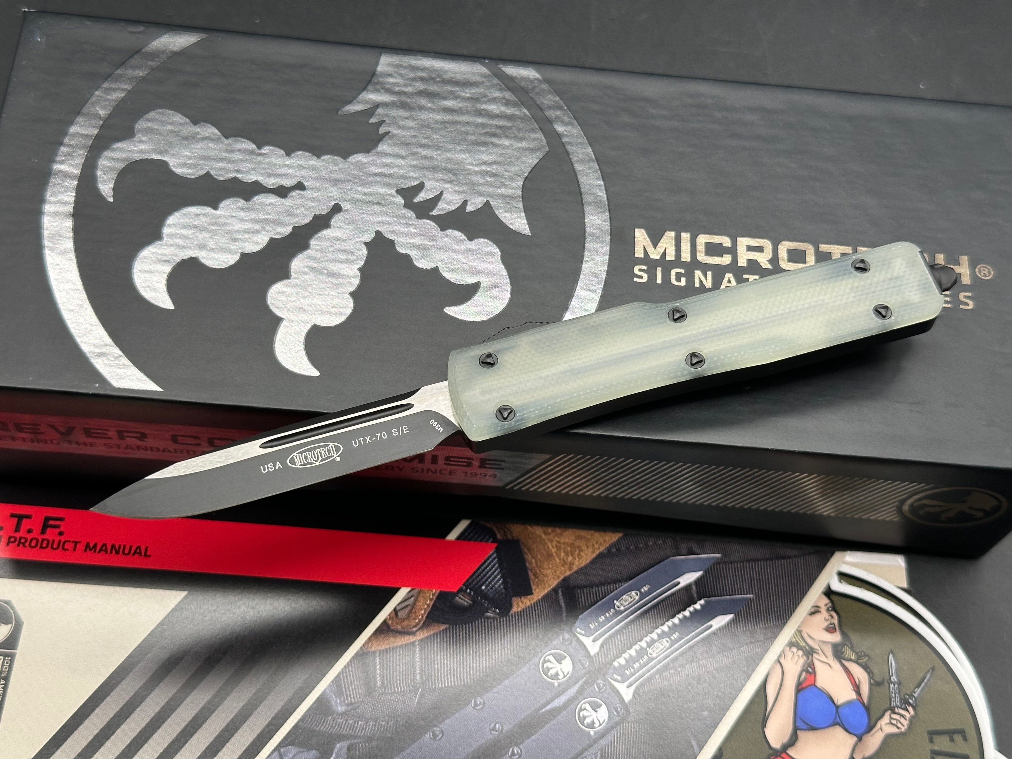 Microtech 148-1GTJGS UTX-70 S/E - Jade Green G-10 - Black Blade - Signature Series