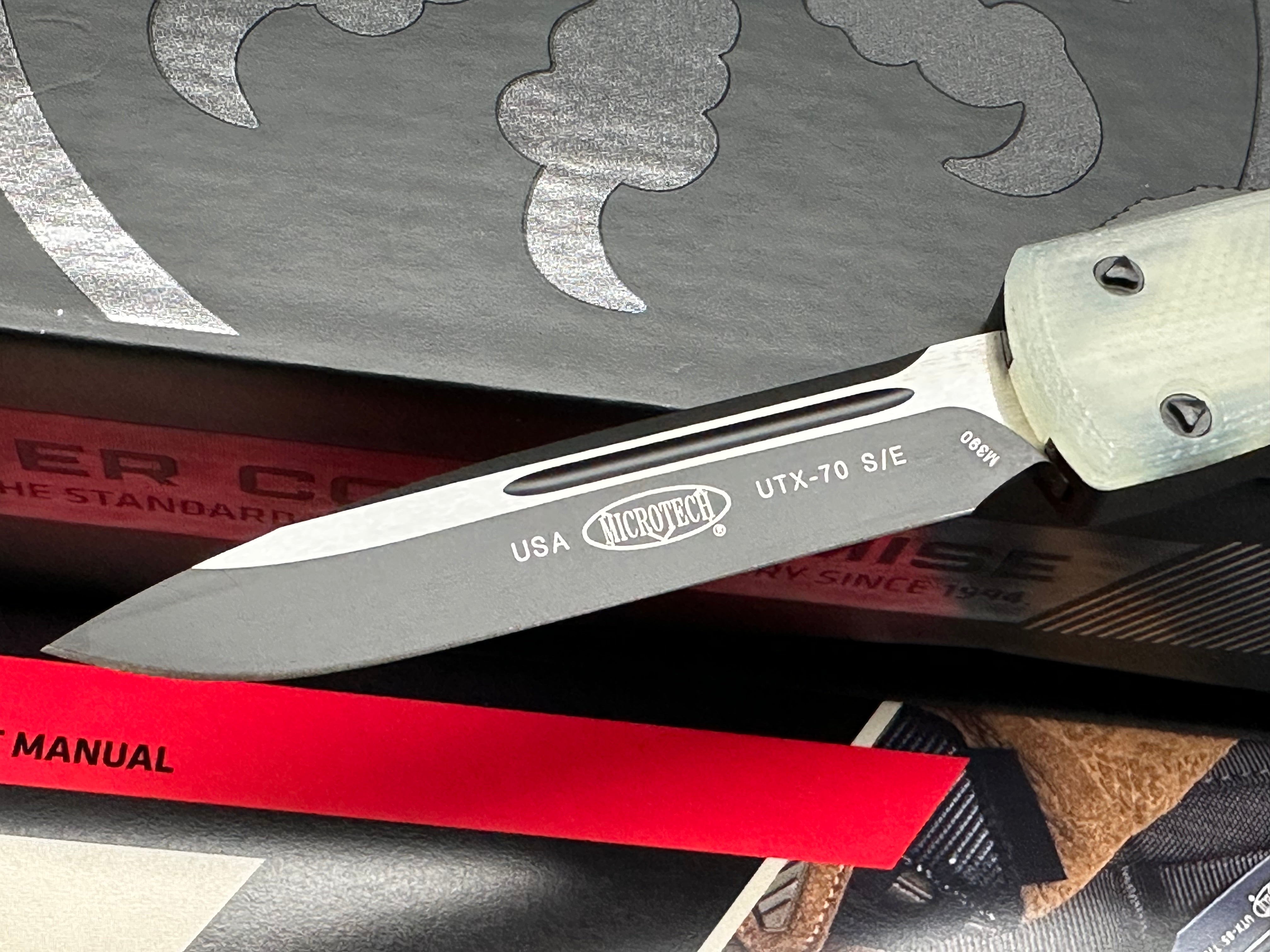 Microtech 148-1GTJGS UTX-70 S/E - Jade Green G-10 - Black Blade - Signature Series