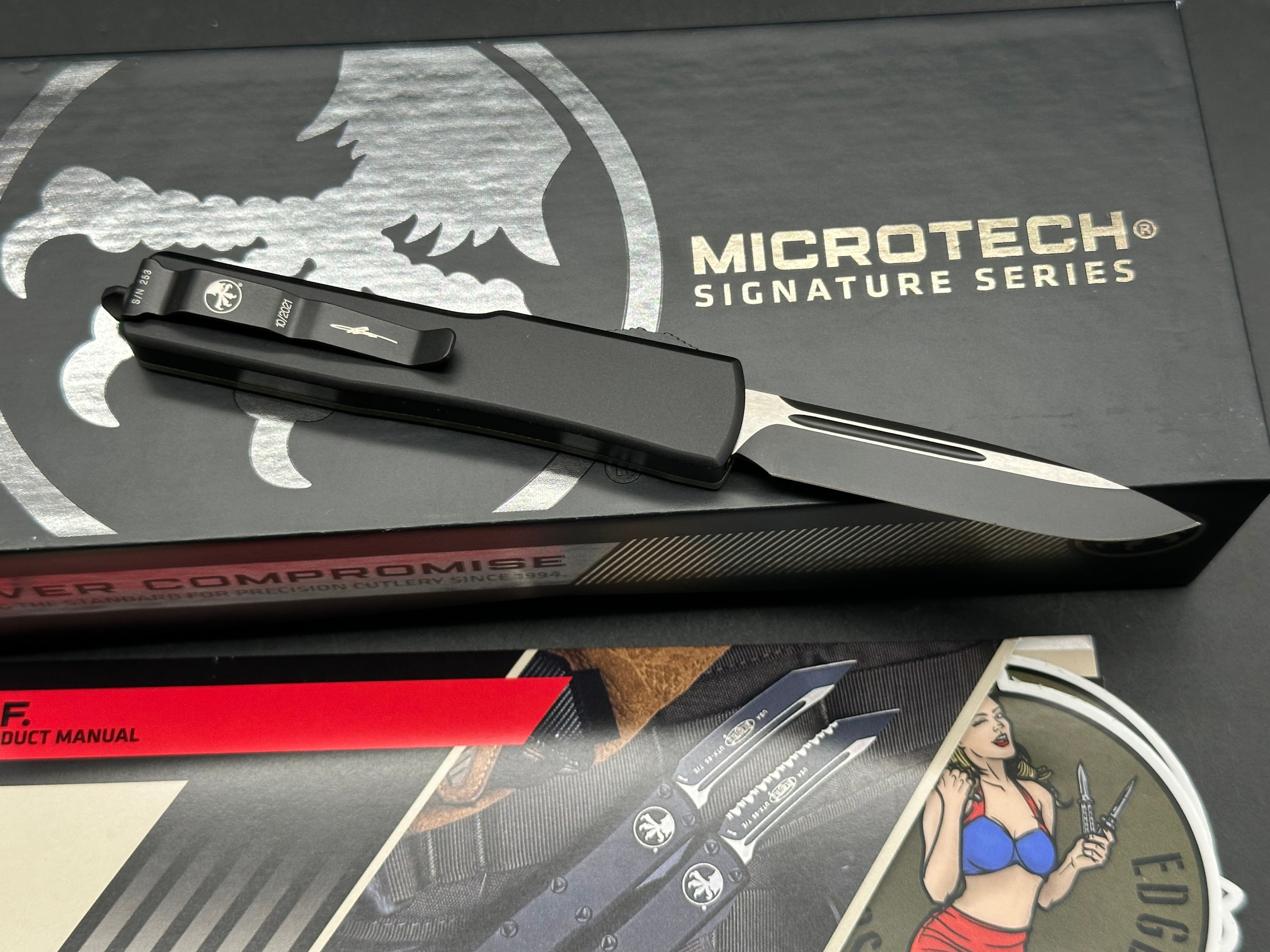 Microtech 148-1GTJGS UTX-70 S/E - Jade Green G-10 - Black Blade - Signature Series