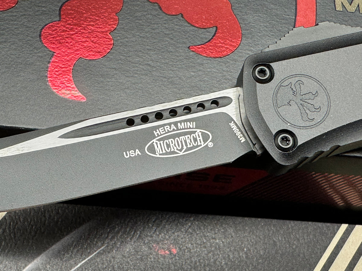 Microtech Hera II Mini S/E OTF Automatic Knife Black Aluminum (2.9" Black)