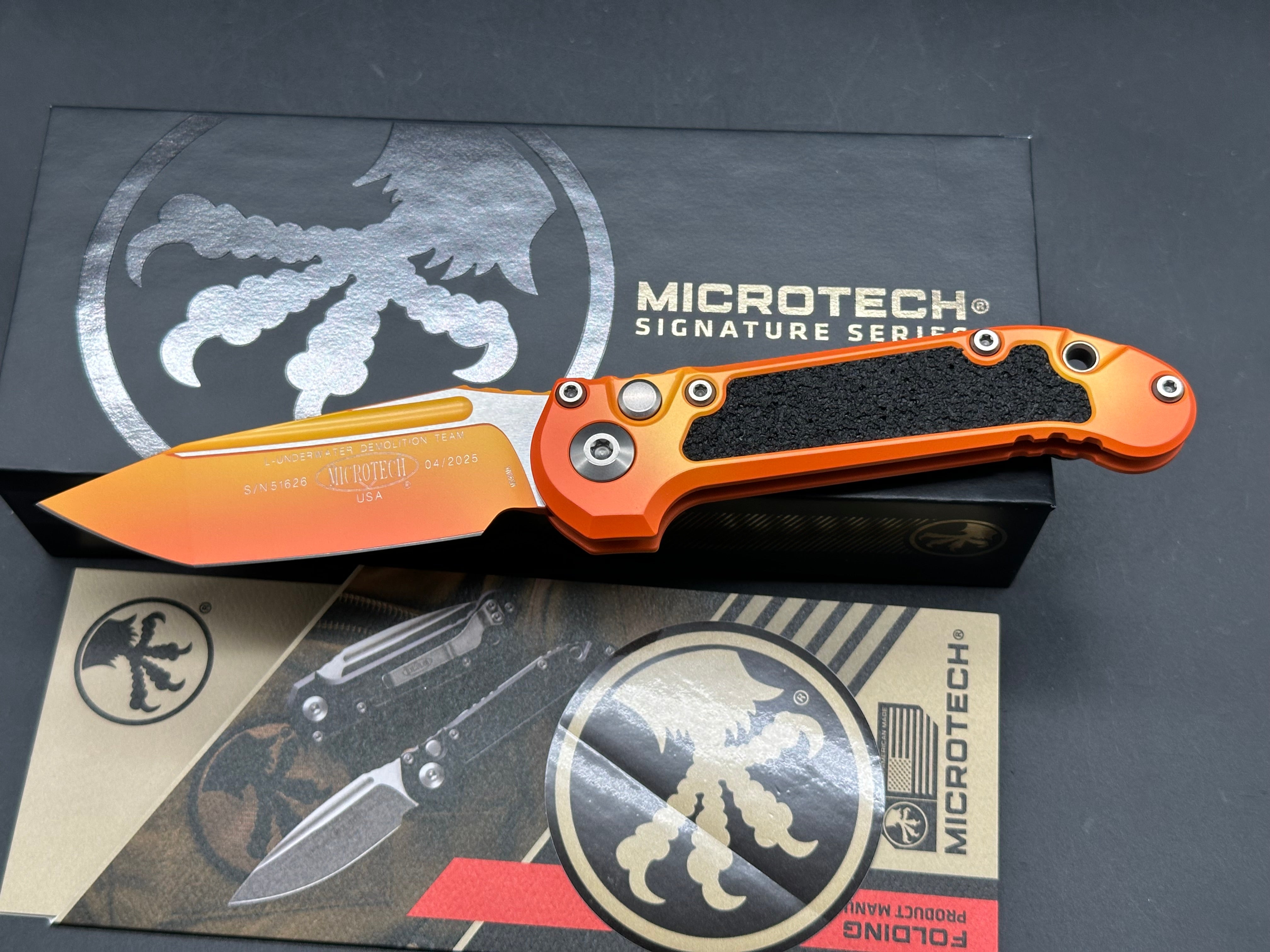 MICROTECH LUDT OTS KNIFE- SUNRISE FINISHED HANDLE- SUNRISE FINISHED BLADE