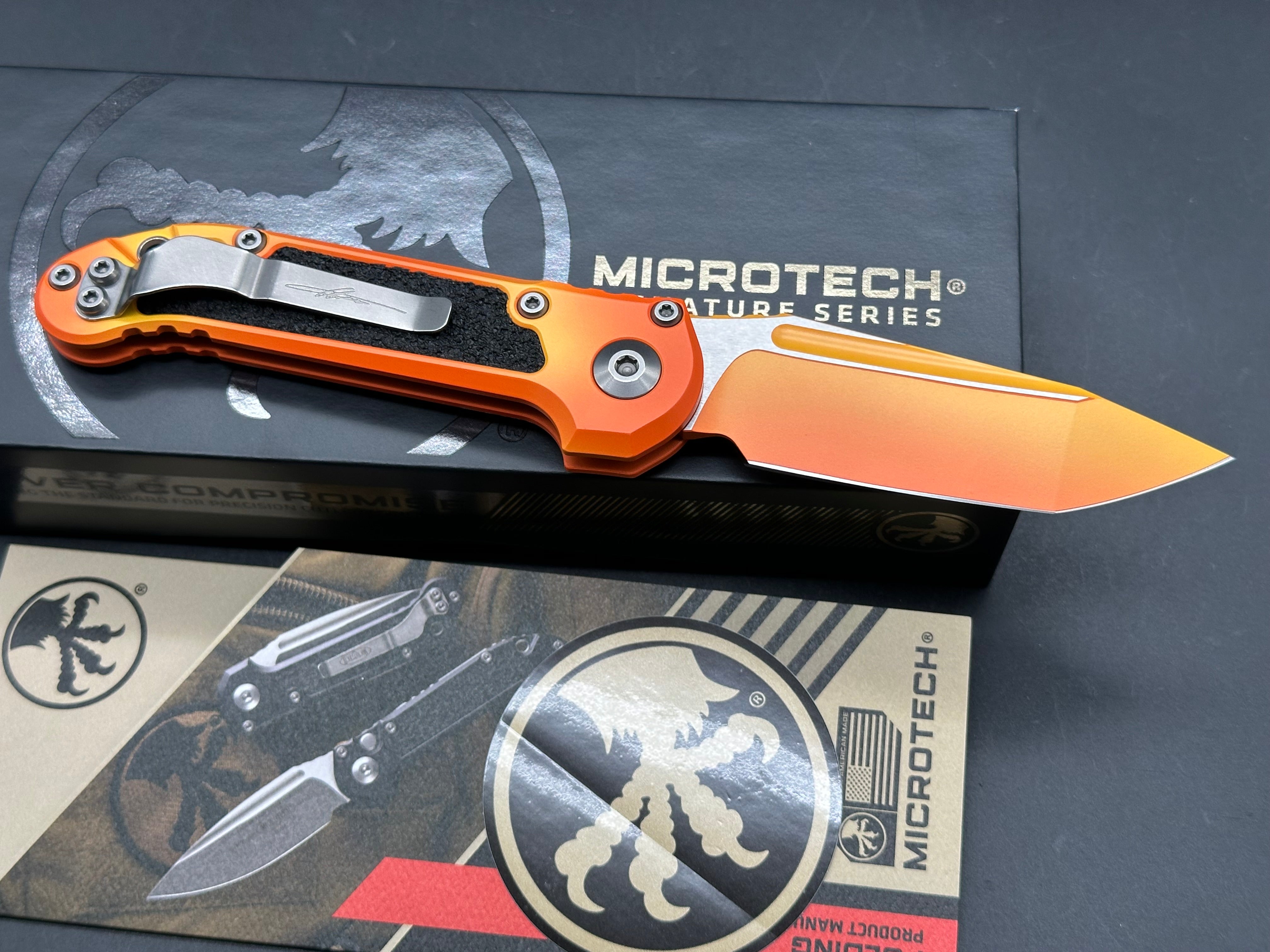 MICROTECH LUDT OTS KNIFE- SUNRISE FINISHED HANDLE- SUNRISE FINISHED BLADE