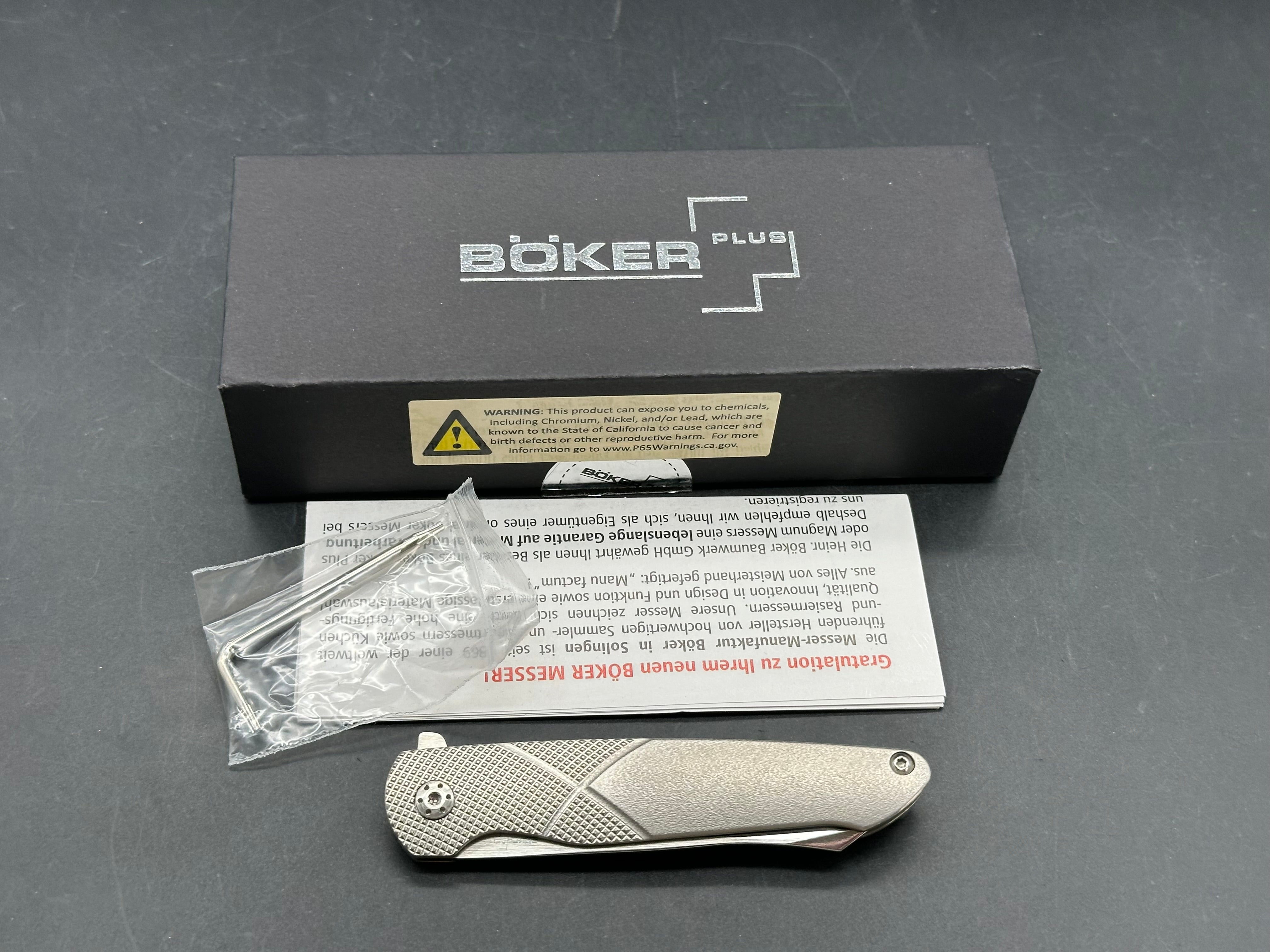 Boker Plus Gent-X Frame Lock Knife Orange Peel Titanium (2.8" Mirror)