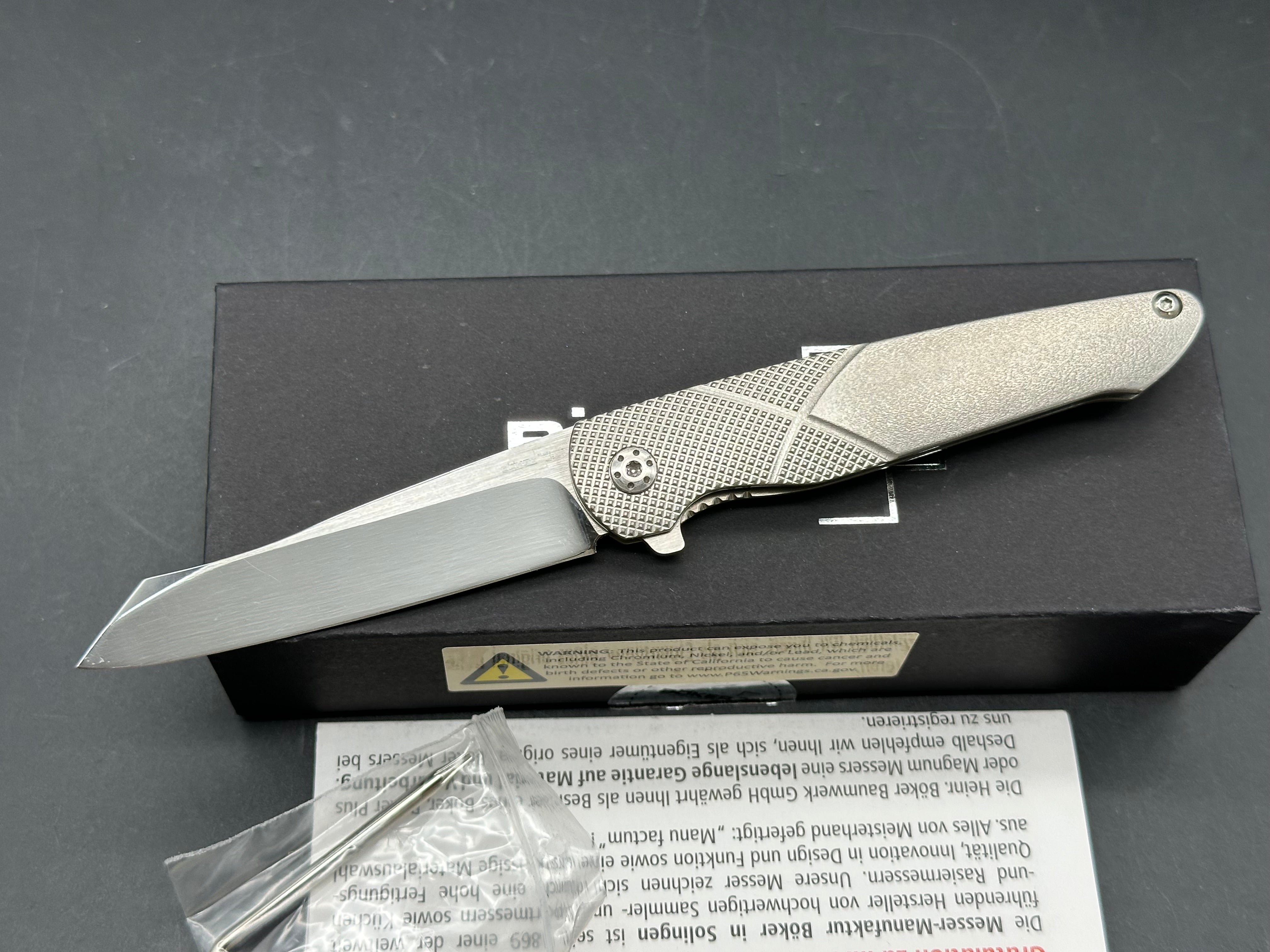 Boker Plus Gent-X Frame Lock Knife Orange Peel Titanium (2.8" Mirror)