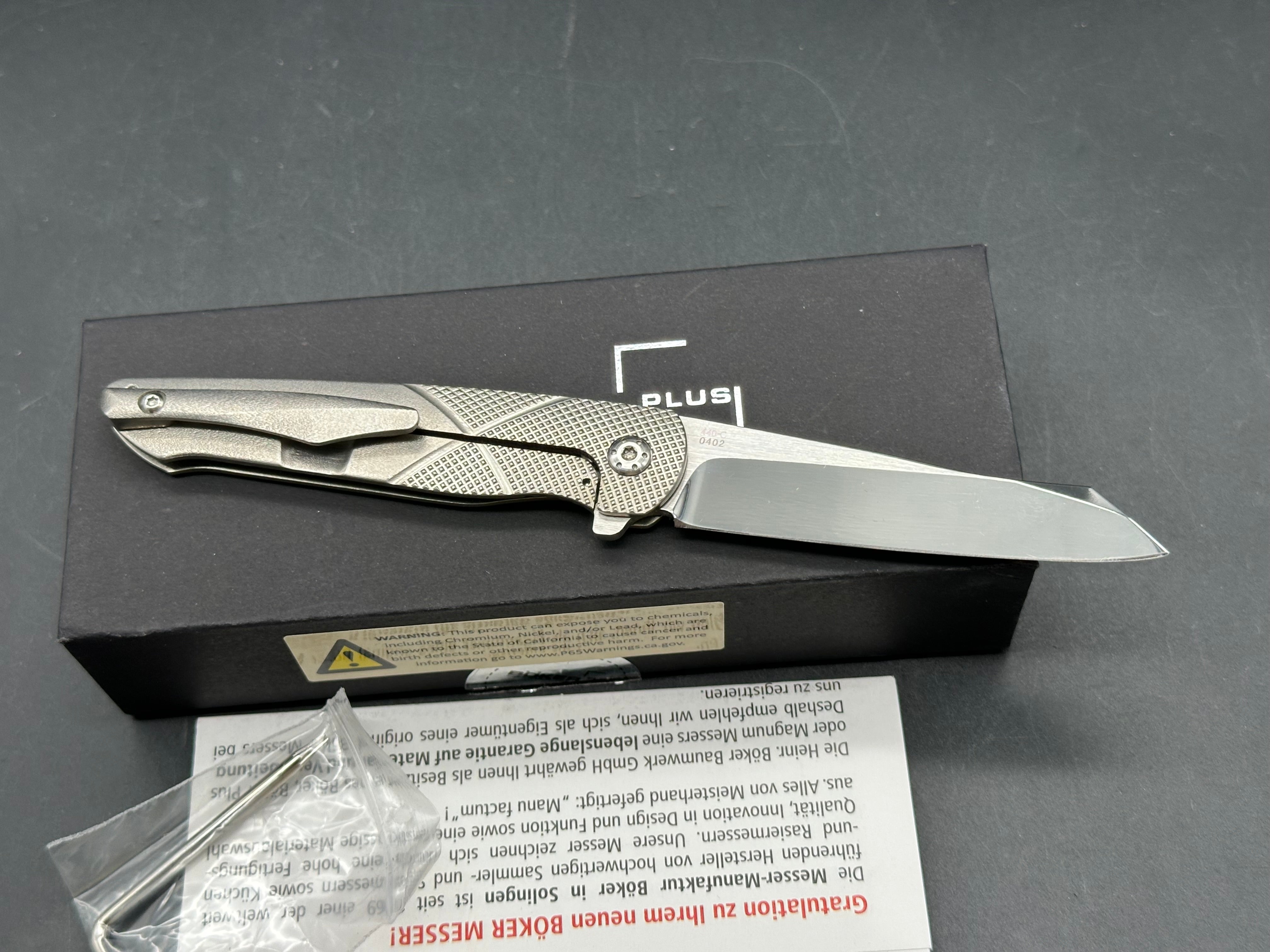 Boker Plus Gent-X Frame Lock Knife Orange Peel Titanium (2.8" Mirror)