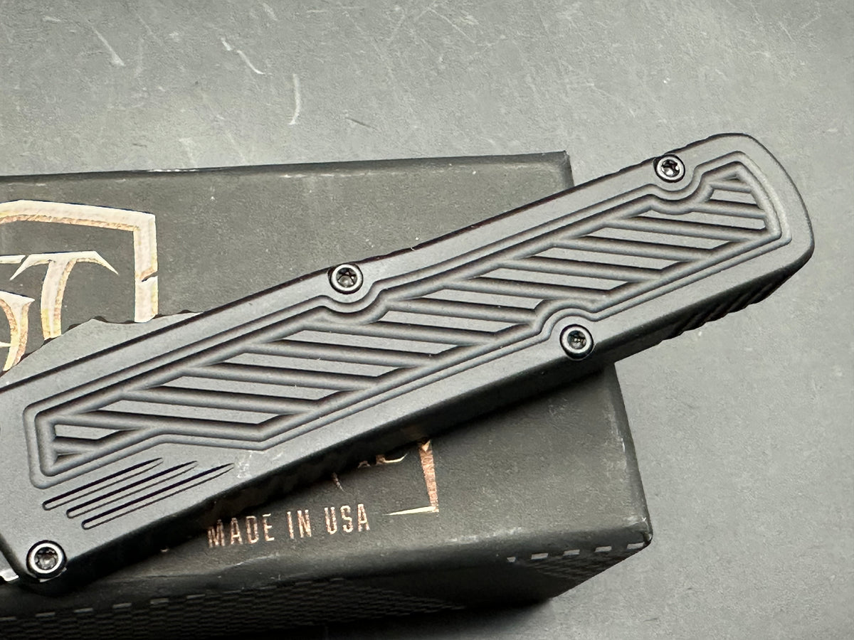 Guardian Tactical Scout D/E OTF Knife Black Aluminum (3.5" Black Serr Elmax)