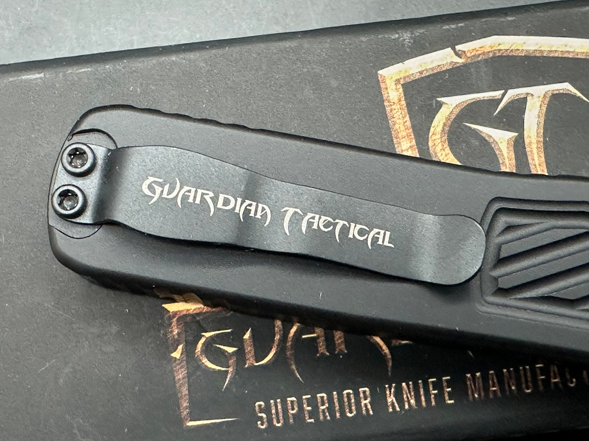 Guardian Tactical Scout D/E OTF Knife Black Aluminum (3.5" Black Serr Elmax)