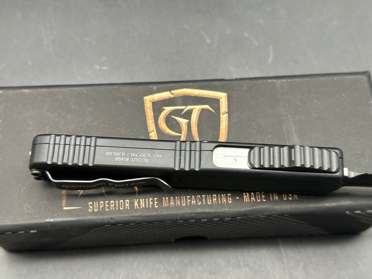 Guardian Tactical Scout D/E OTF Knife Black Aluminum (3.5" Black Serr Elmax)