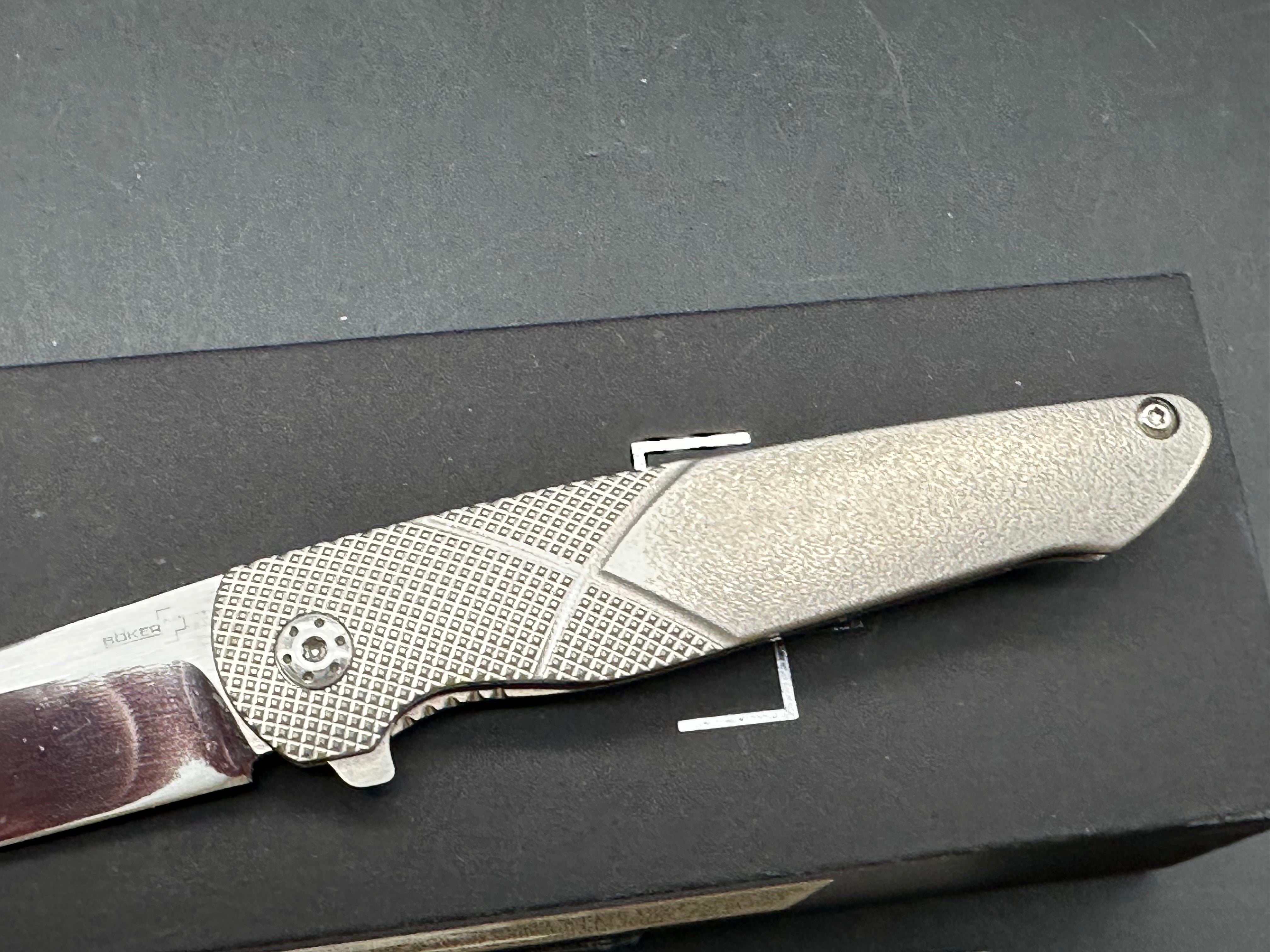 Boker Plus Gent-X Frame Lock Knife Orange Peel Titanium (2.8" Mirror)