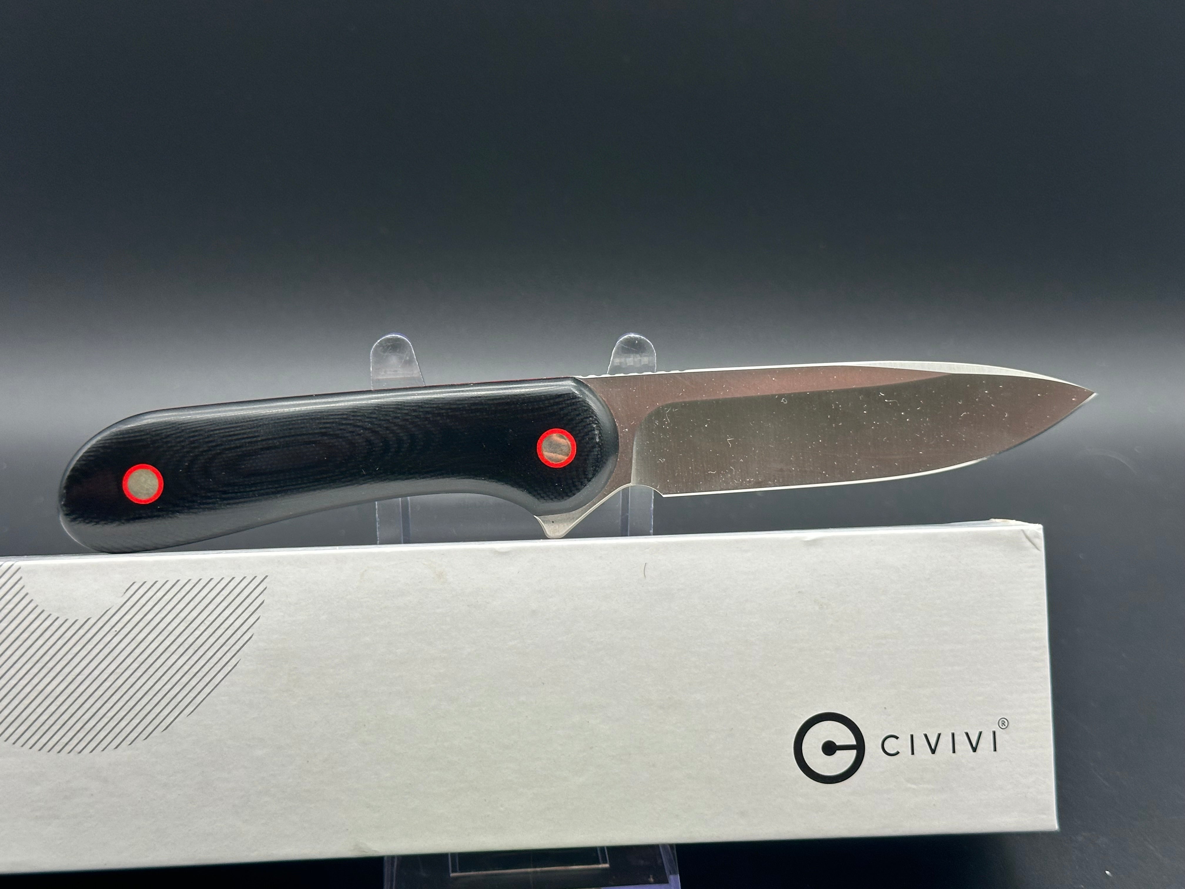 CIVIVI Elementum Fixed Blade Knife Contoured Black G-10 (4" Satin)