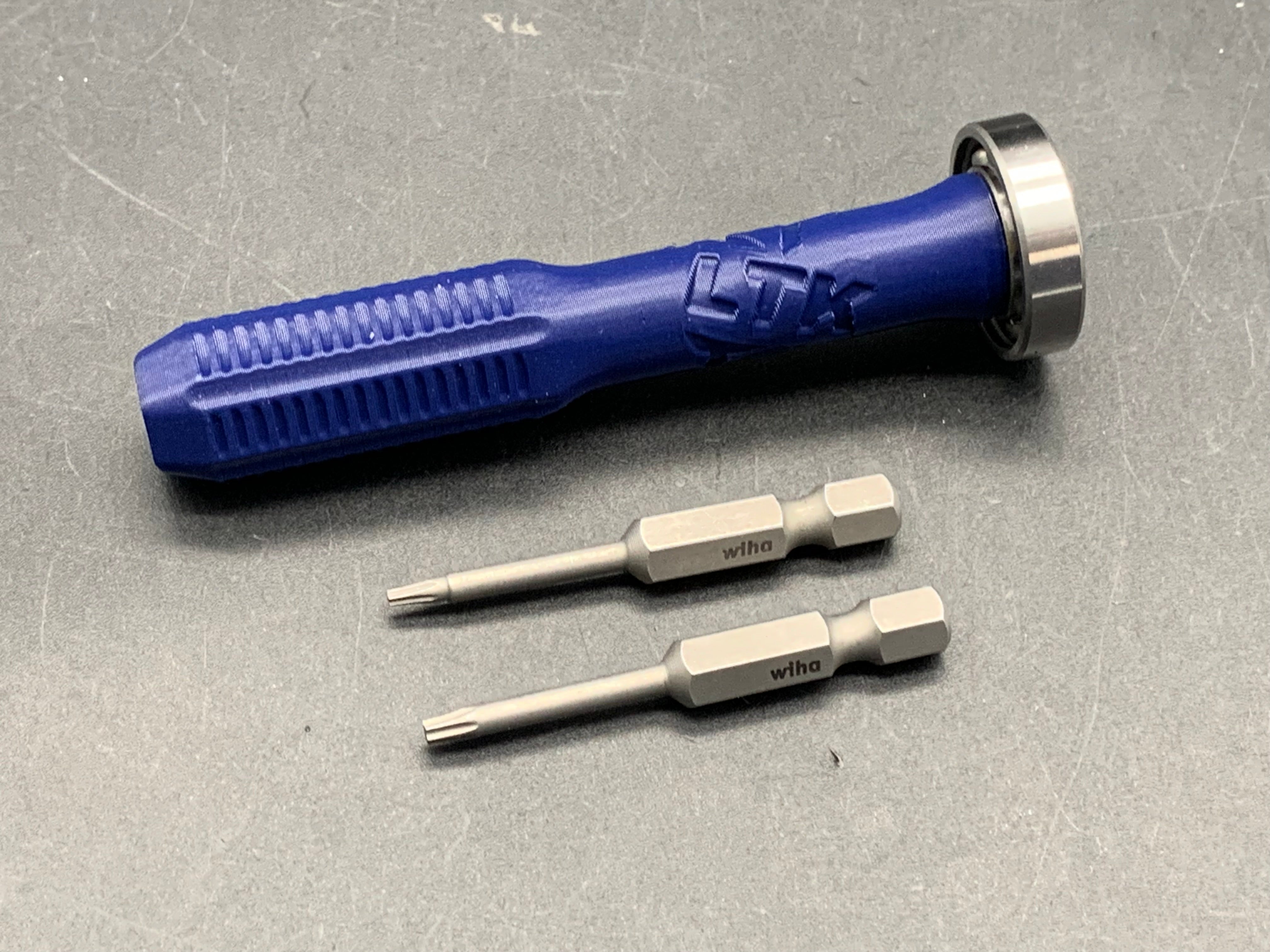 LTK (Luvthemknives) - 1/4 inch driver in sapphire blue Hexad pattern plus #8 & #6 torx bits