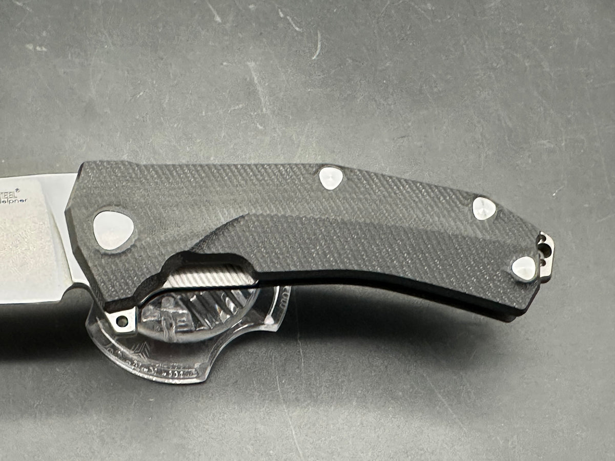 LionSteel KUR Flipper Knife Black G-10 (3.43" Stonewash)