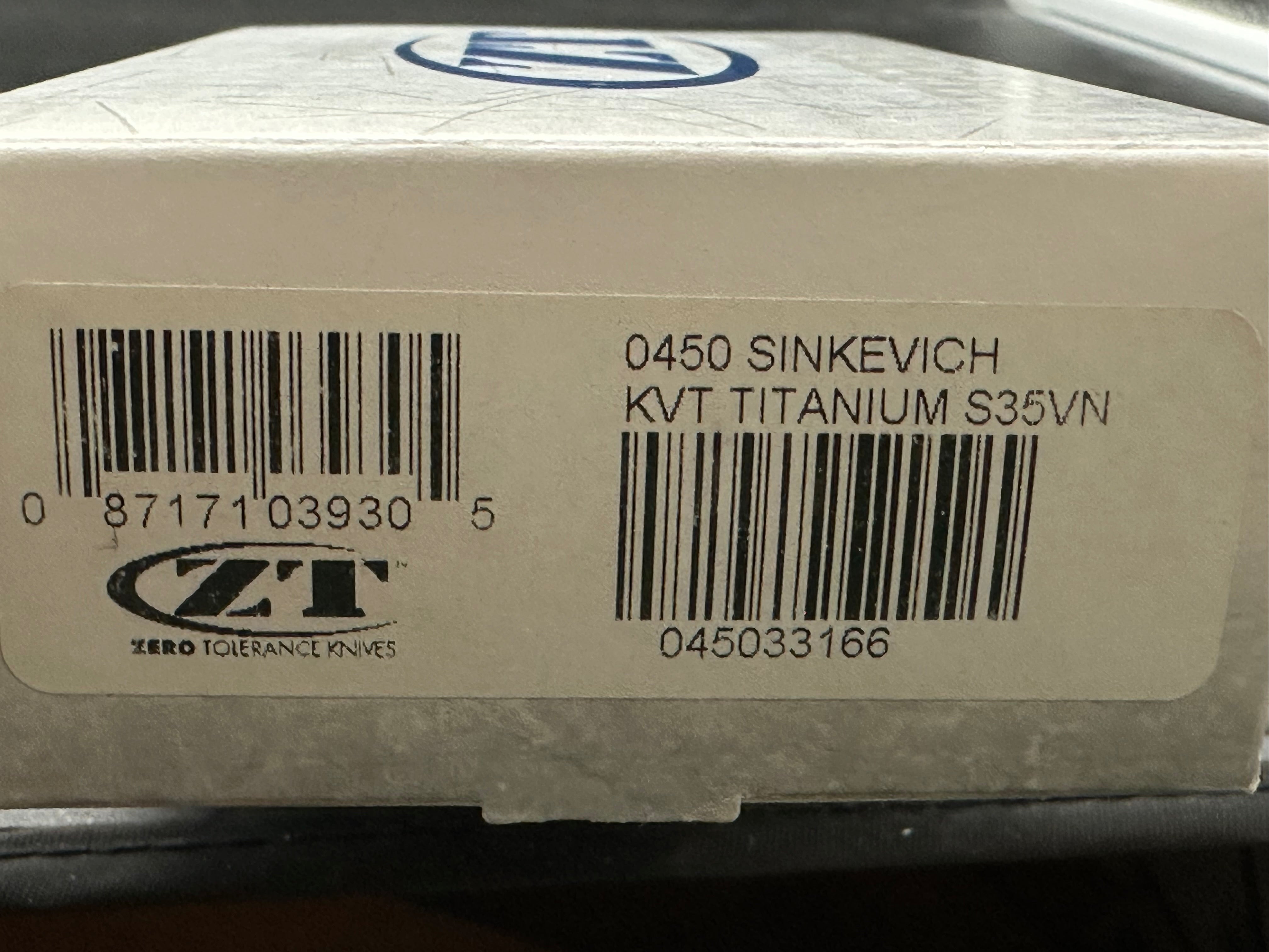 Zero Tolerance Sinkevich 0450 Flipper Titanium Knife (3.25" SW/Satin)