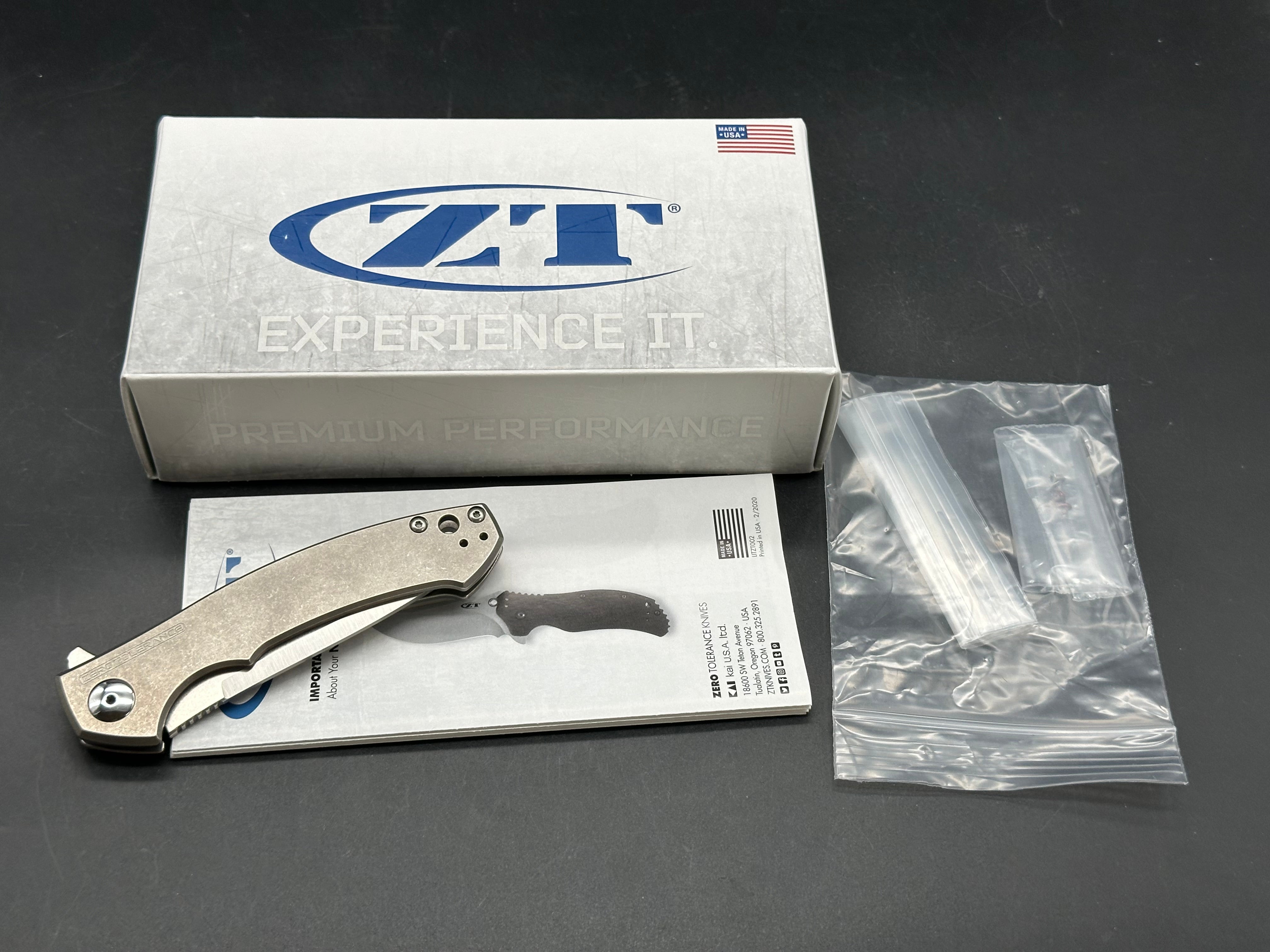 Zero Tolerance Sinkevich 0450 Flipper Titanium Knife (3.25" SW/Satin)