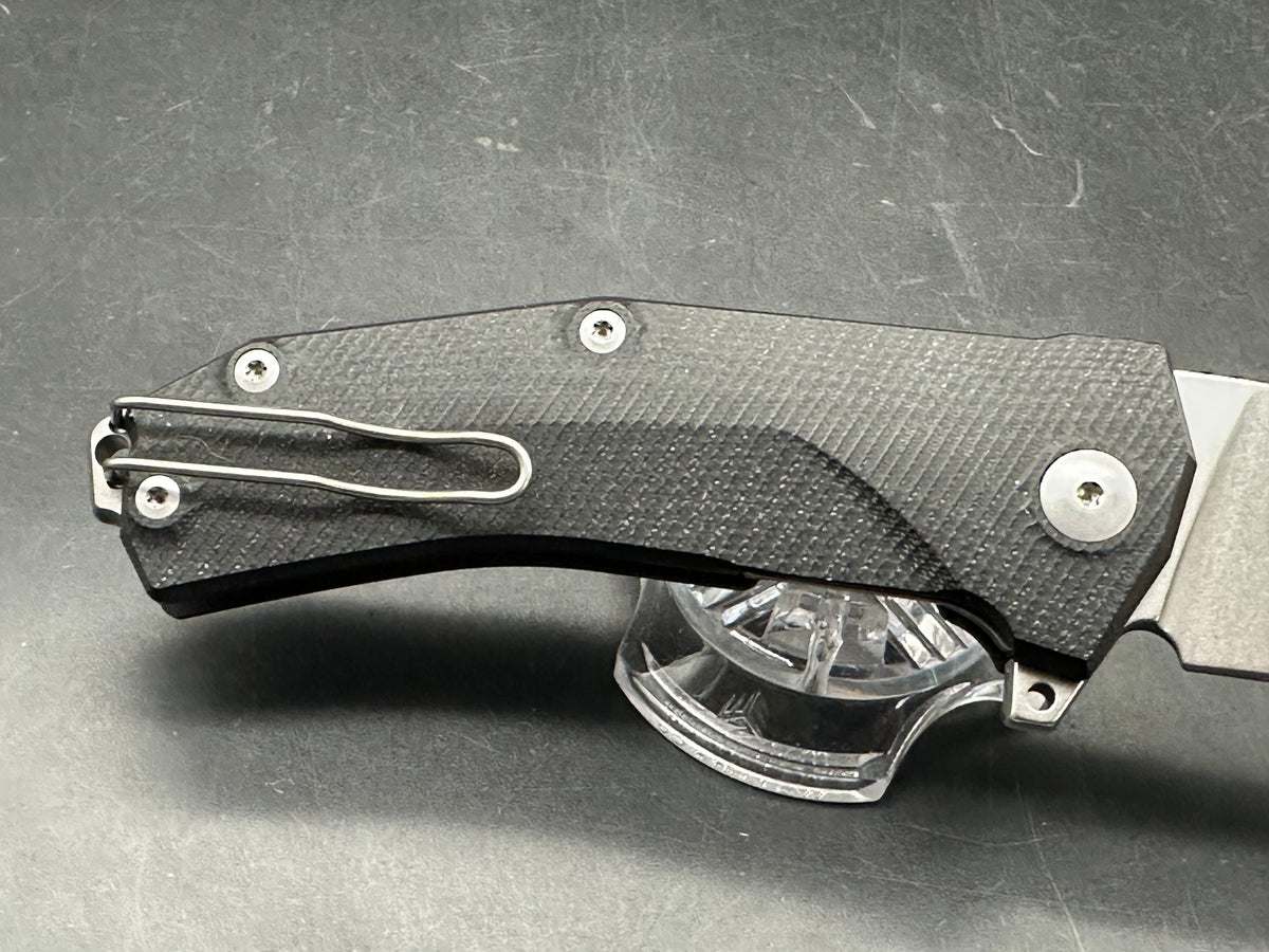 LionSteel KUR Flipper Knife Black G-10 (3.43" Stonewash)