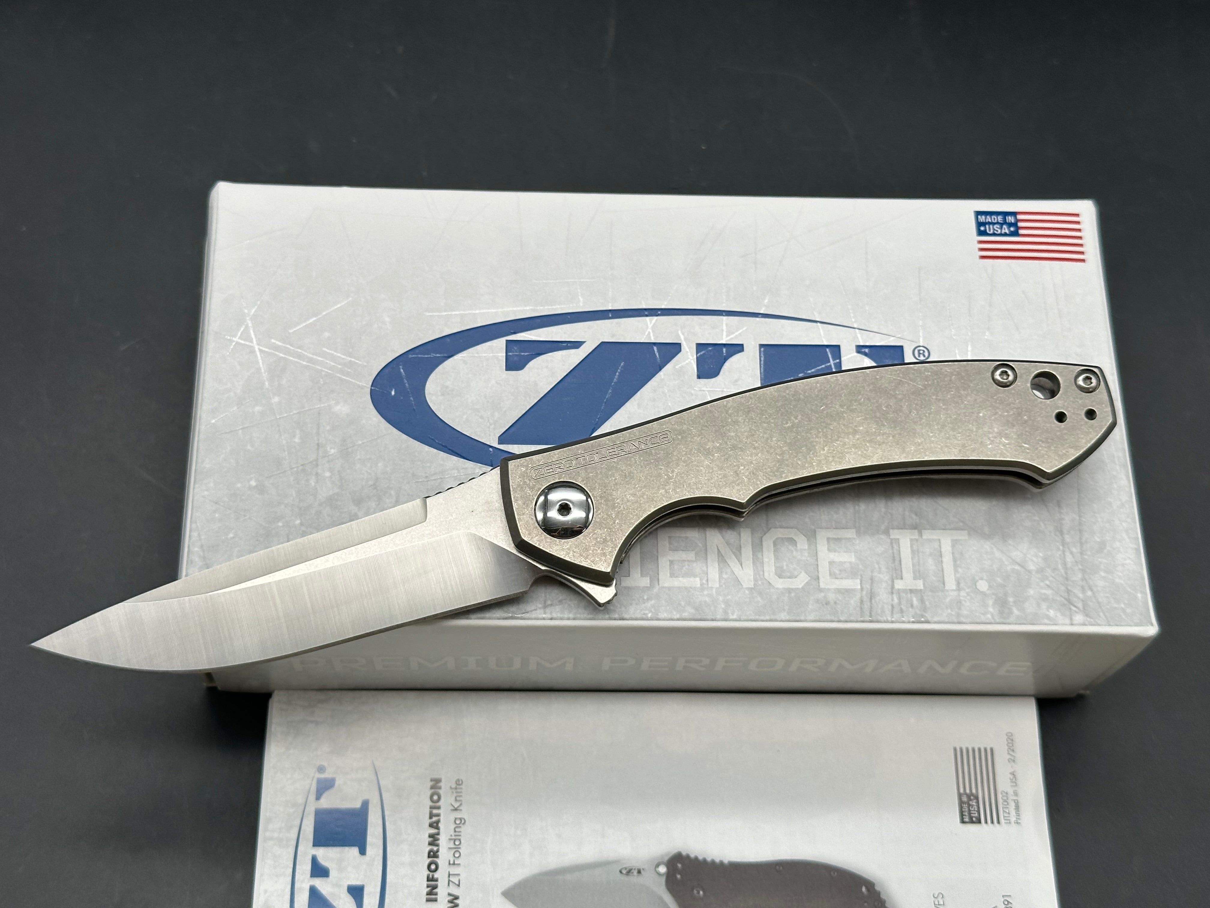 Zero Tolerance Sinkevich 0450 Flipper Titanium Knife (3.25" SW/Satin)