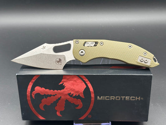 Microtech Stitch RAM-LOK 3.75” M390MK Stonewash Blade with a Fluted G10 handle in OD Green