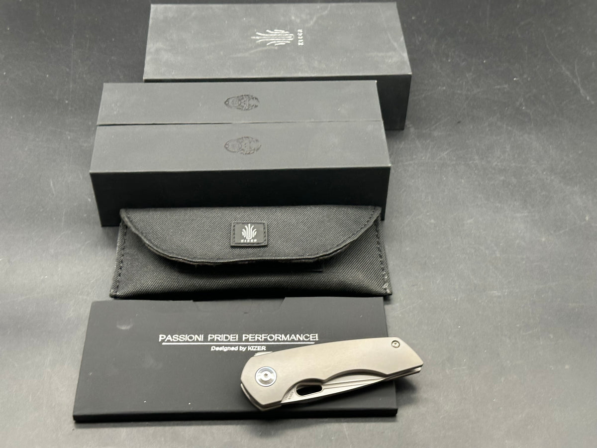Kizer Nick Swan Microlith Liner Lock Flipper Knife Titanium (2.4" Bead Blast)