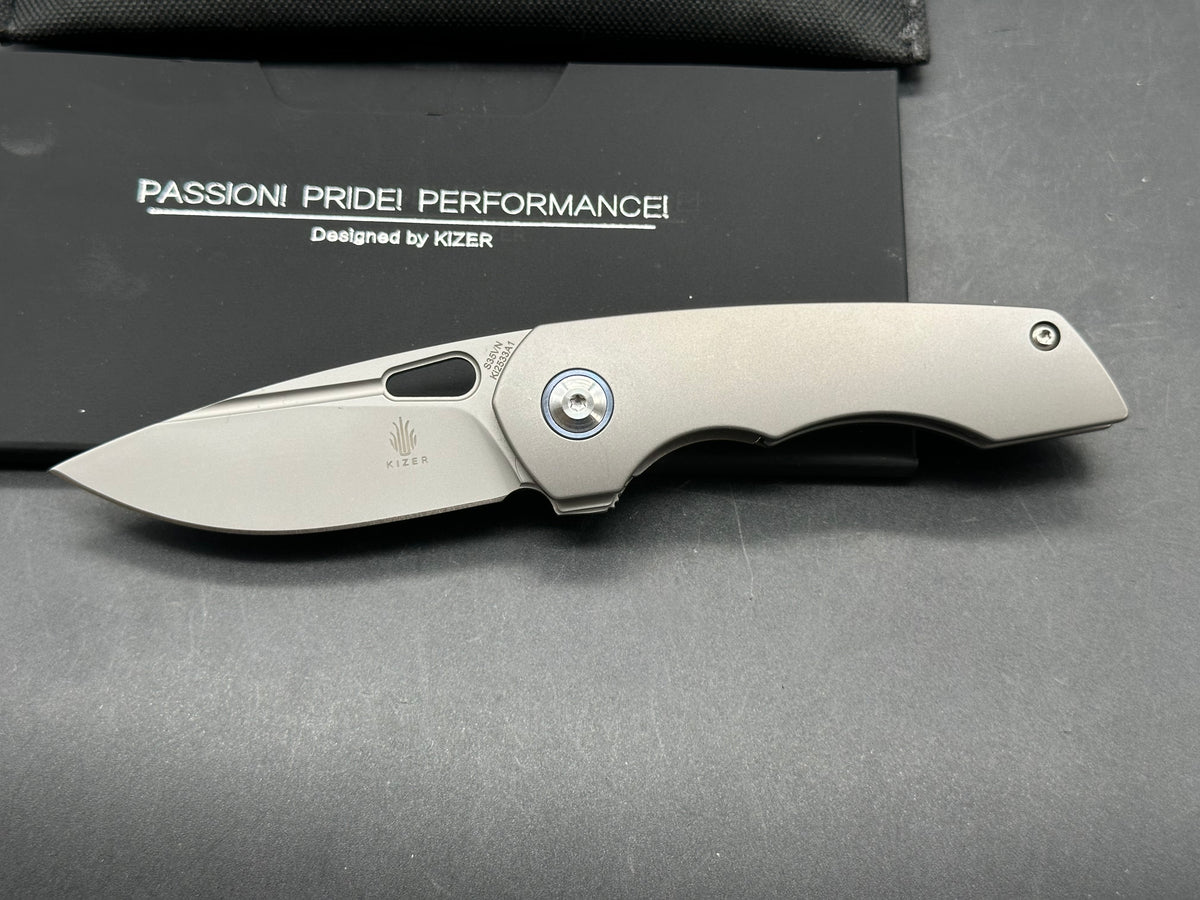 Kizer Nick Swan Microlith Liner Lock Flipper Knife Titanium (2.4" Bead Blast)