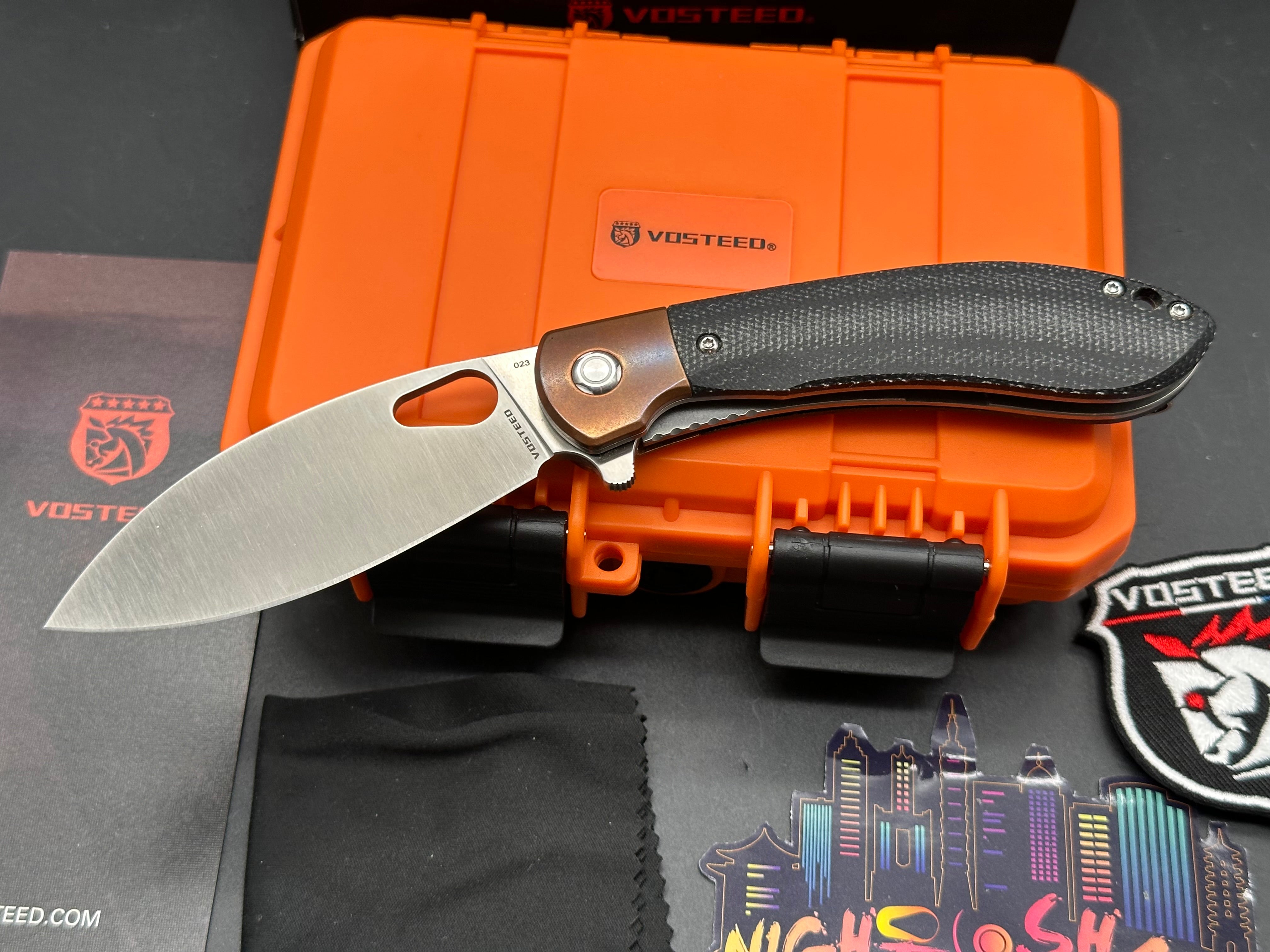Vosteed NSK001 Nightshade Linerlock Knife Copper Bolster Black Handles