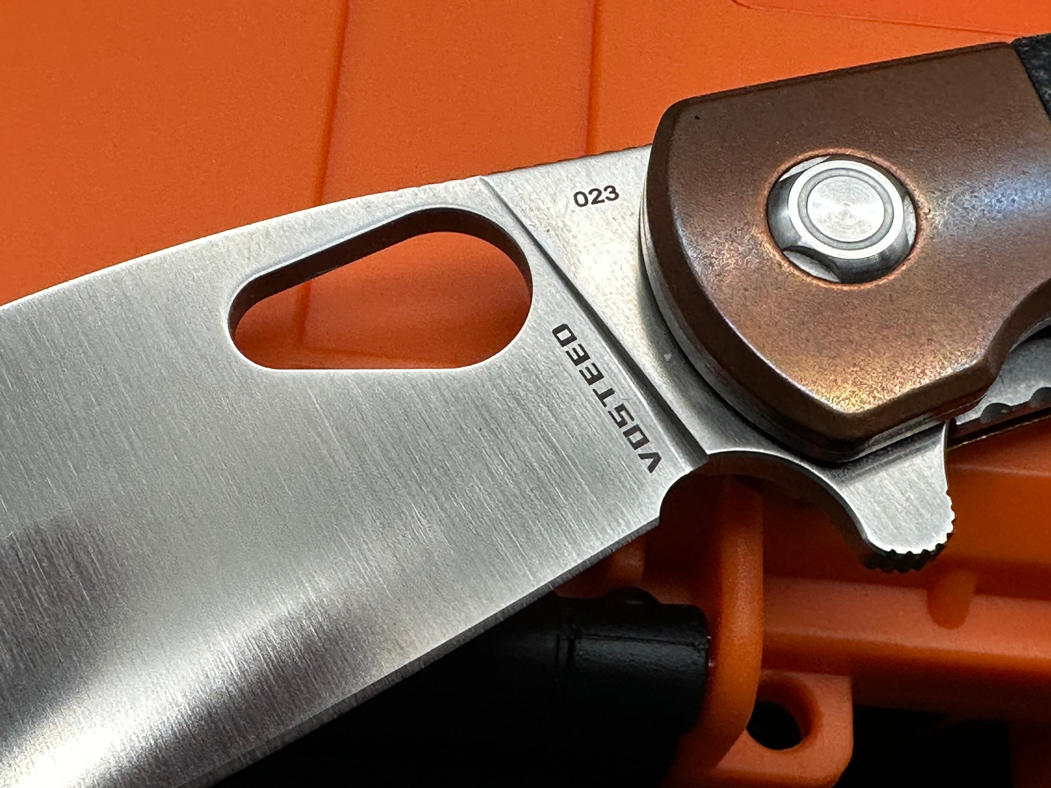 Vosteed NSK001 Nightshade Linerlock Knife Copper Bolster Black Handles