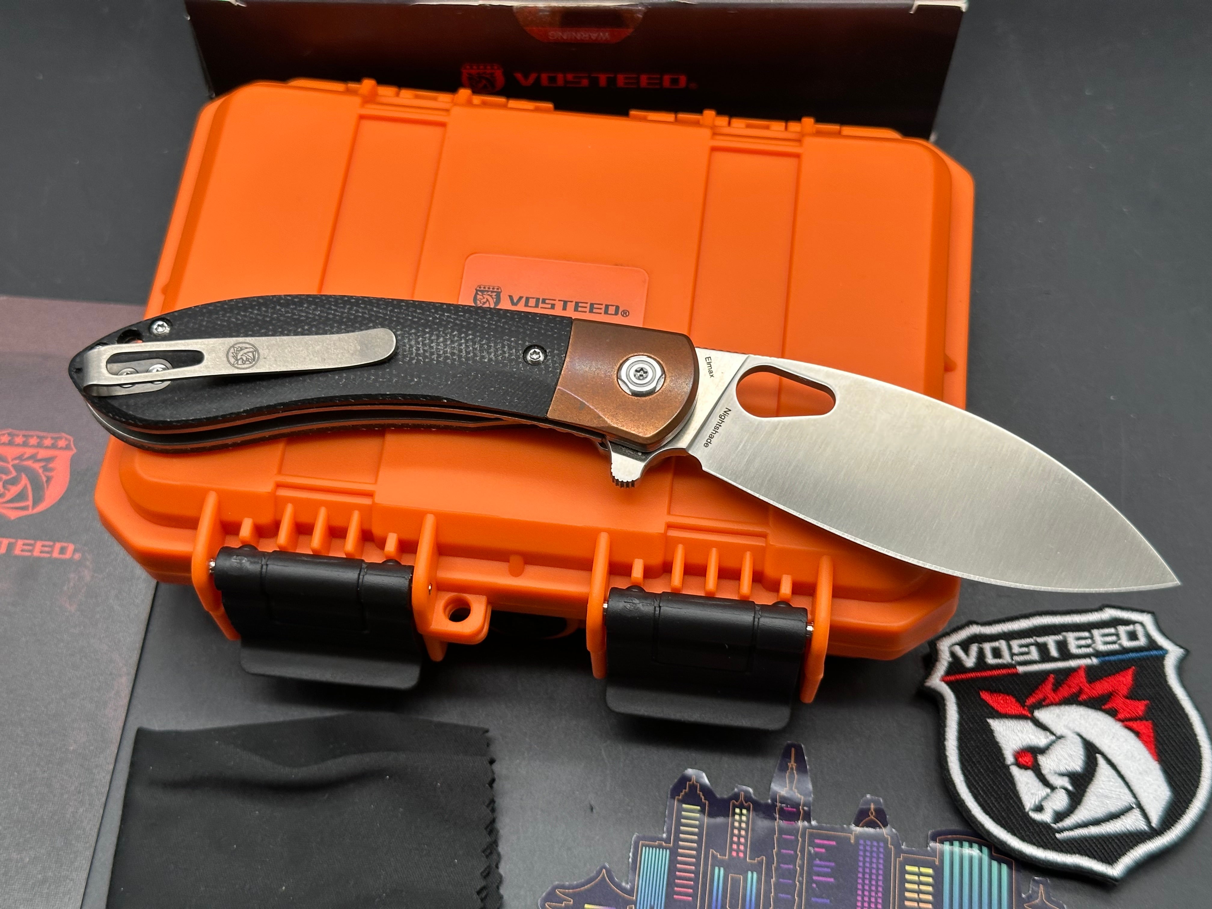 Vosteed NSK001 Nightshade Linerlock Knife Copper Bolster Black Handles
