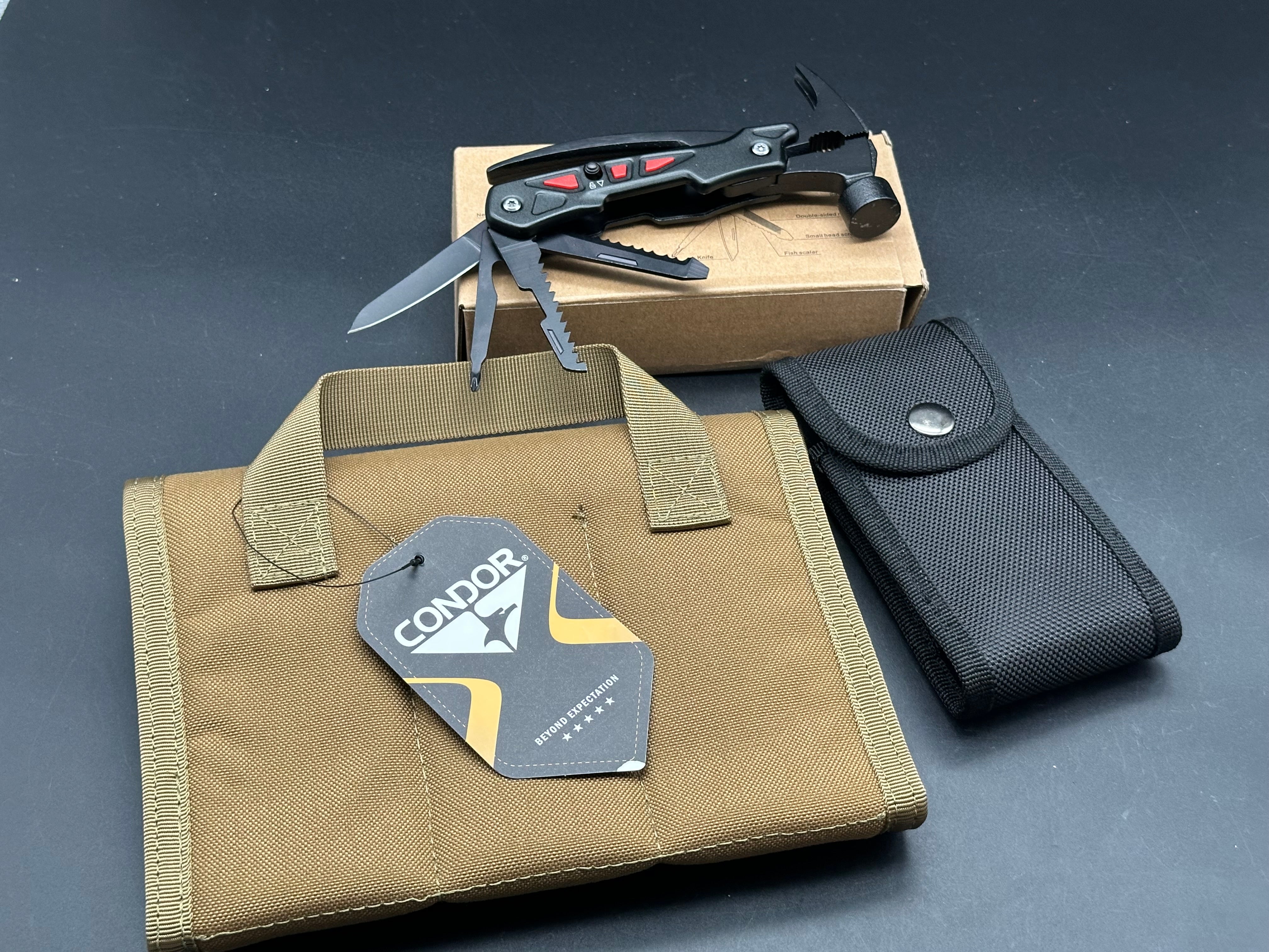 2 for 1 price deal Hanboost Hammer Multitool Claw Hammer 12 in1 Tool  &  Condor Knife Case