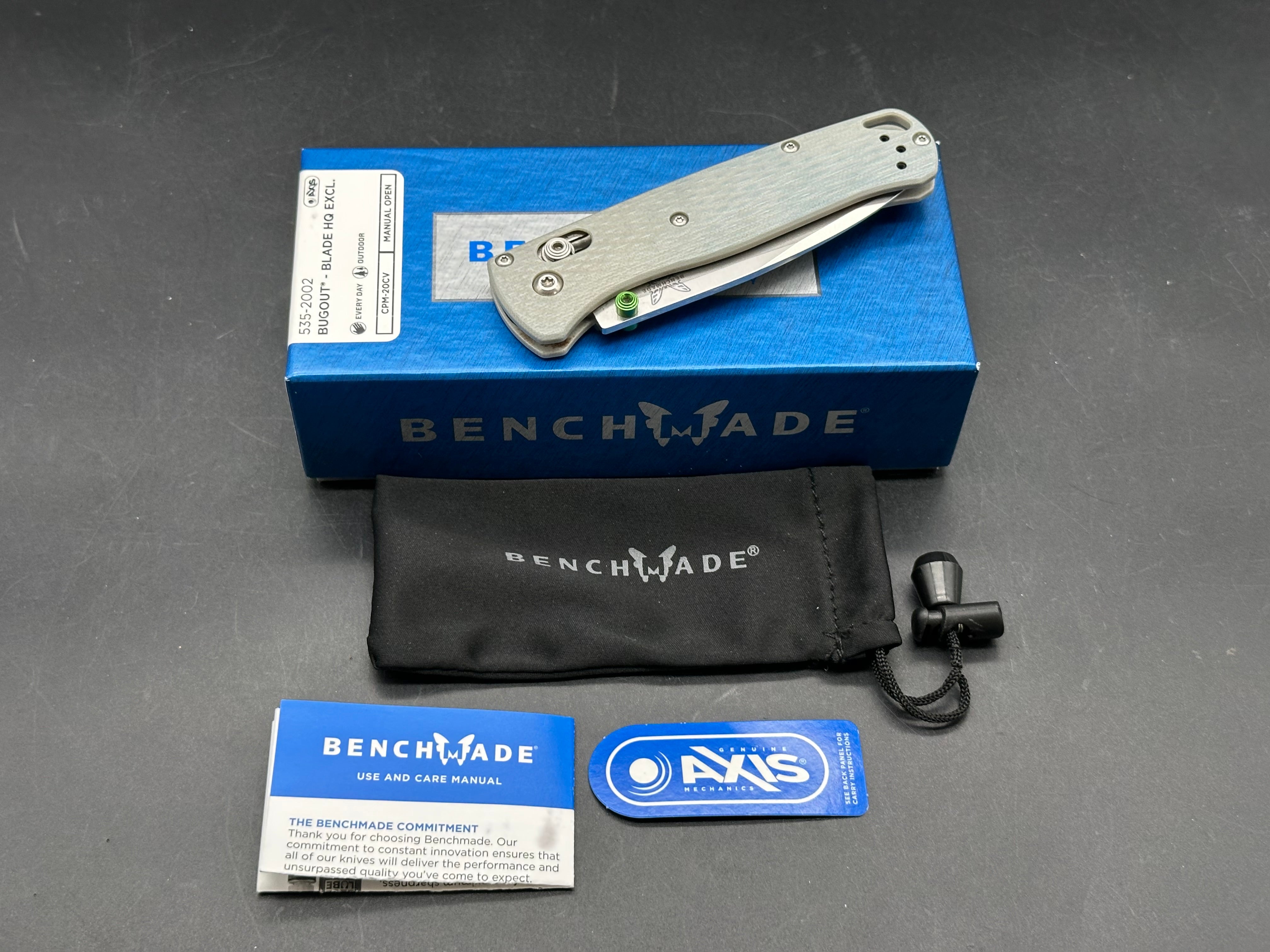 Benchmade Bugout Gray G-10 AXIS Lock Knife (3.2" Satin 20CV)