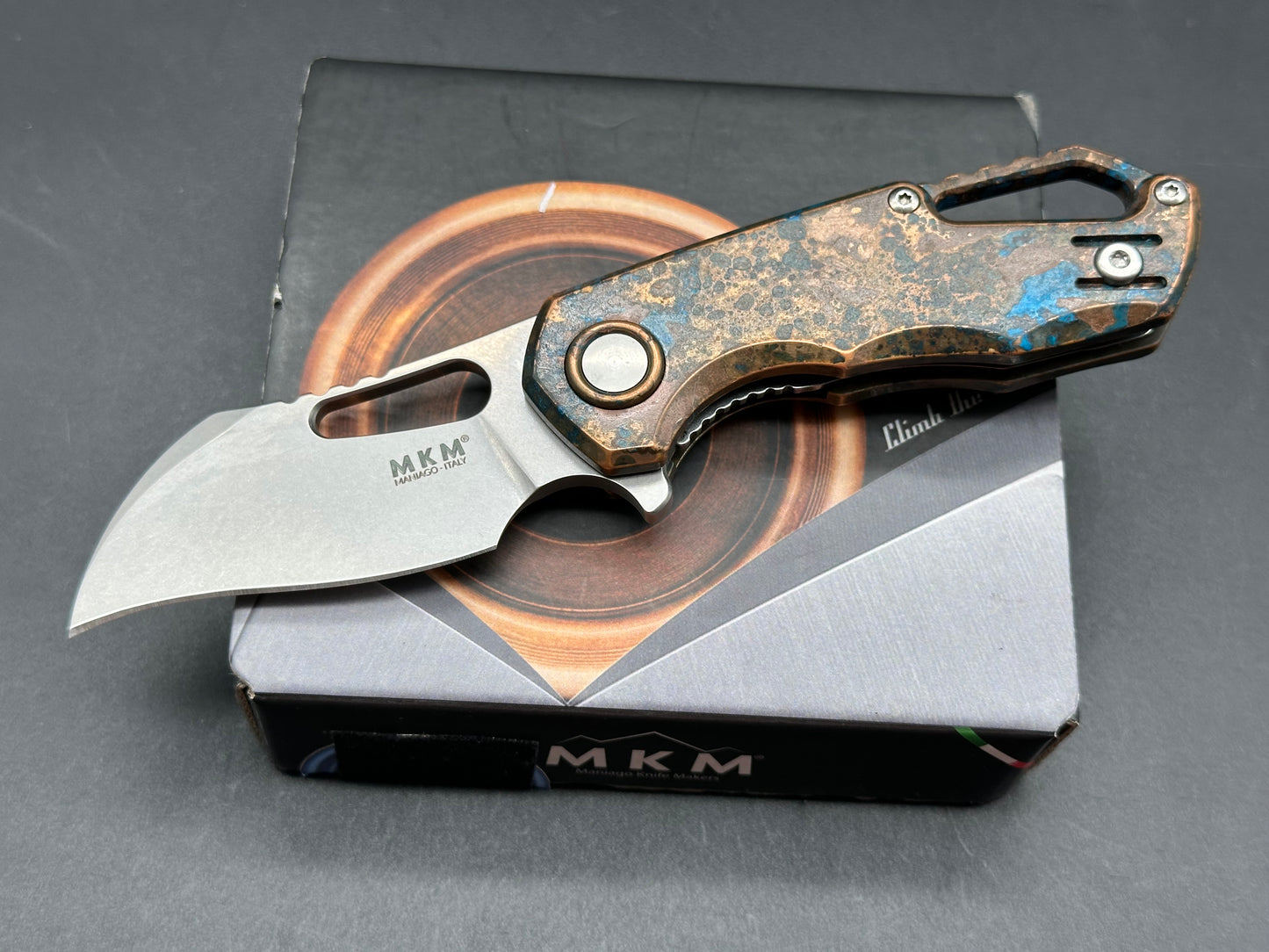 MKM Isonzo copper scales shipwreck patina w/M390 blade