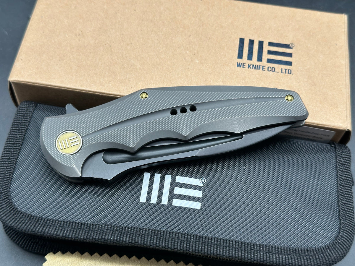 WE Knife Co. 608E Frame Lock Knife Gray Titanium (4" Black SW)
