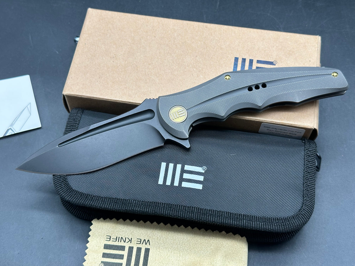 WE Knife Co. 608E Frame Lock Knife Gray Titanium (4" Black SW)