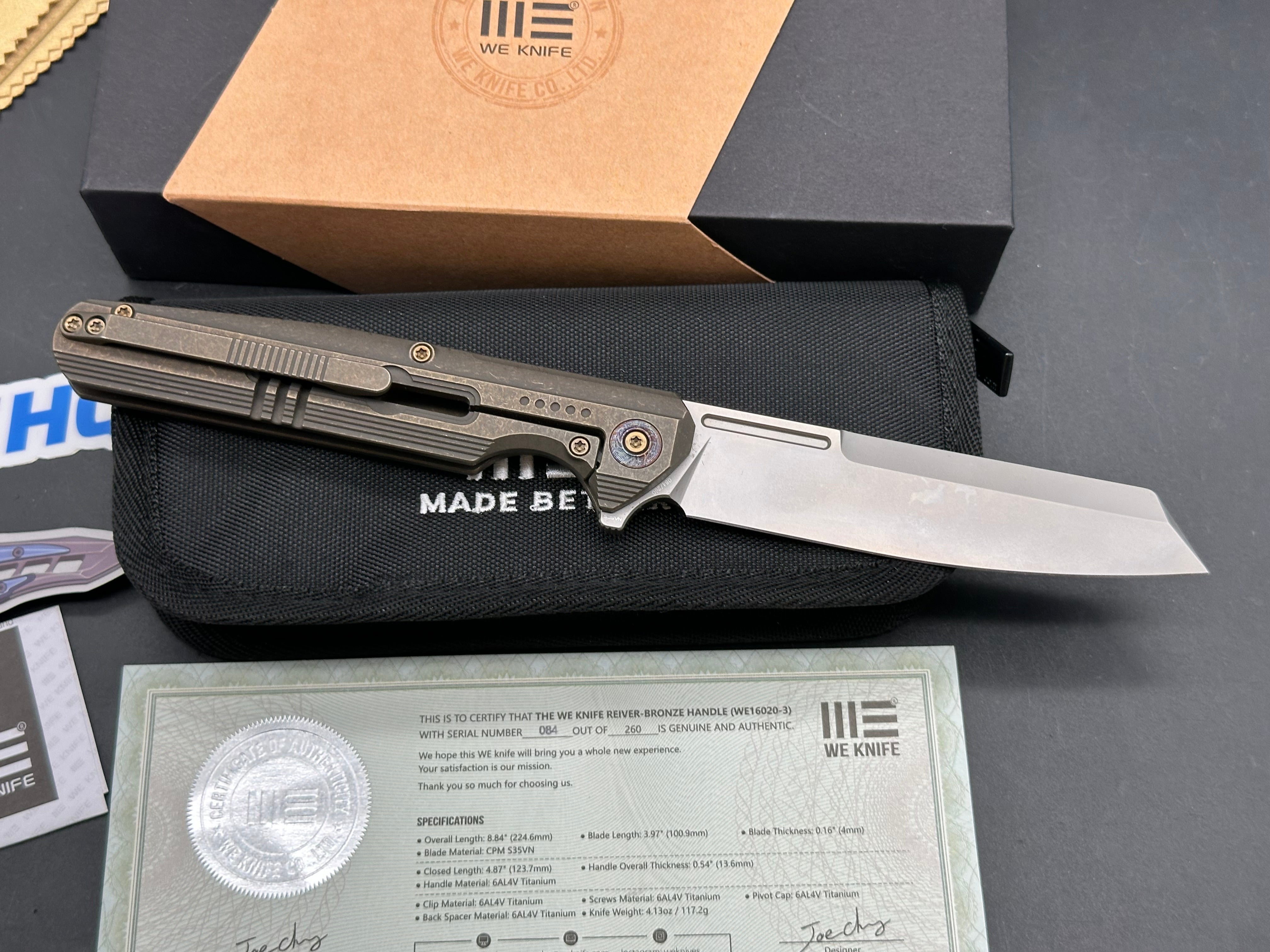 WE KNIFE Reiver Flipper Knife Titanium Handle (3.97" CPM S35VN Blade)