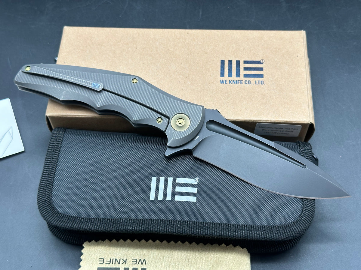 WE Knife Co. 608E Frame Lock Knife Gray Titanium (4" Black SW)