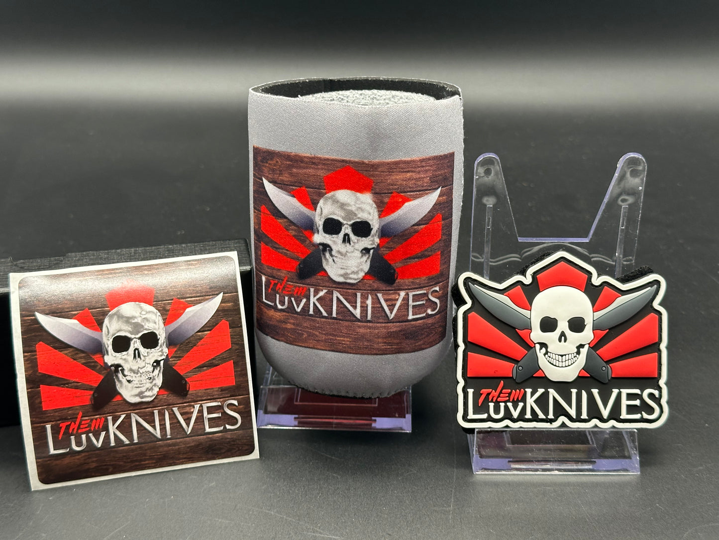 Luvthemknives Koozie / PVC Patch / Sticker bundle