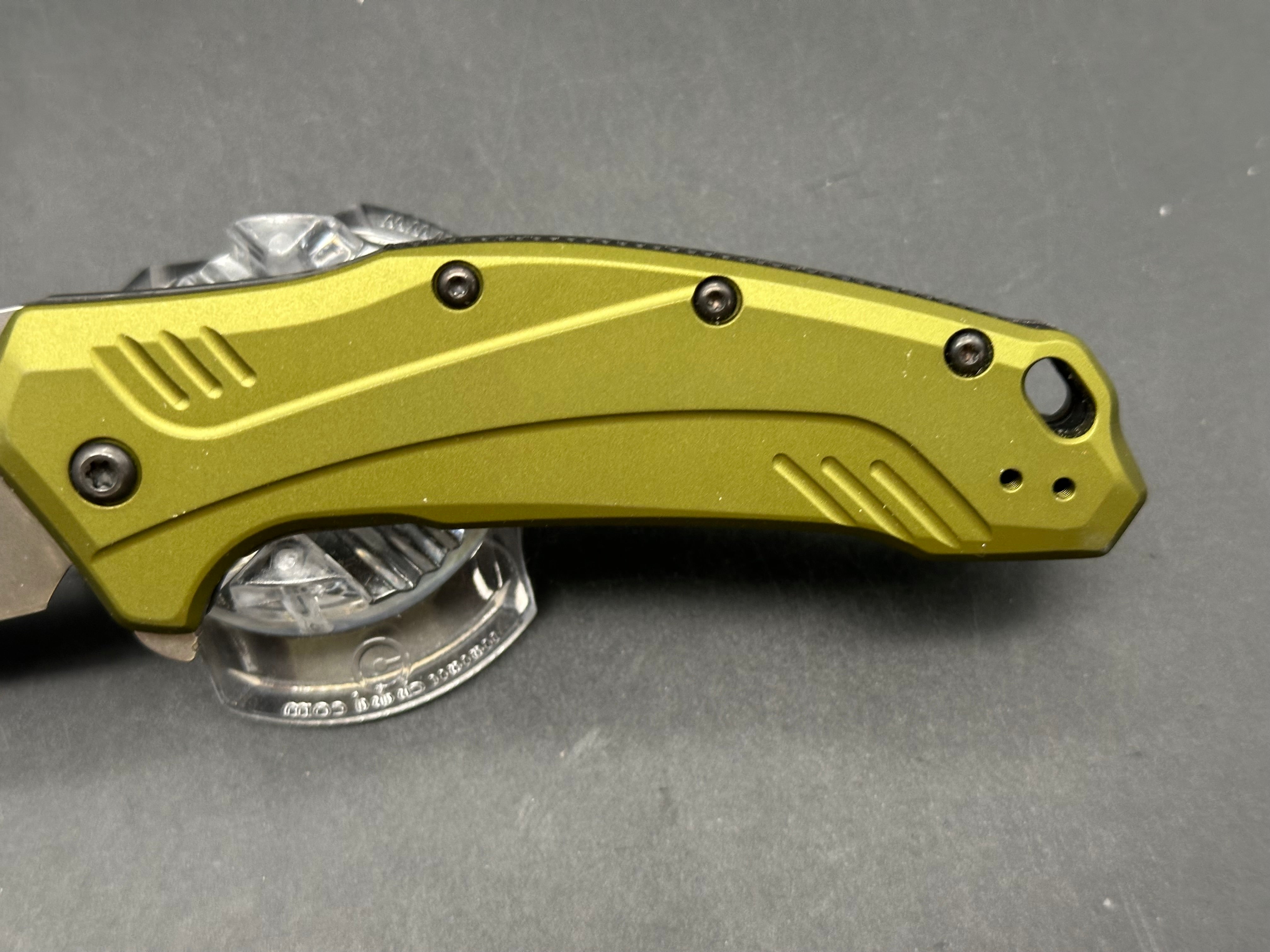Kershaw Link Drop Point Knife Olive Al (3.25" Stonewash)