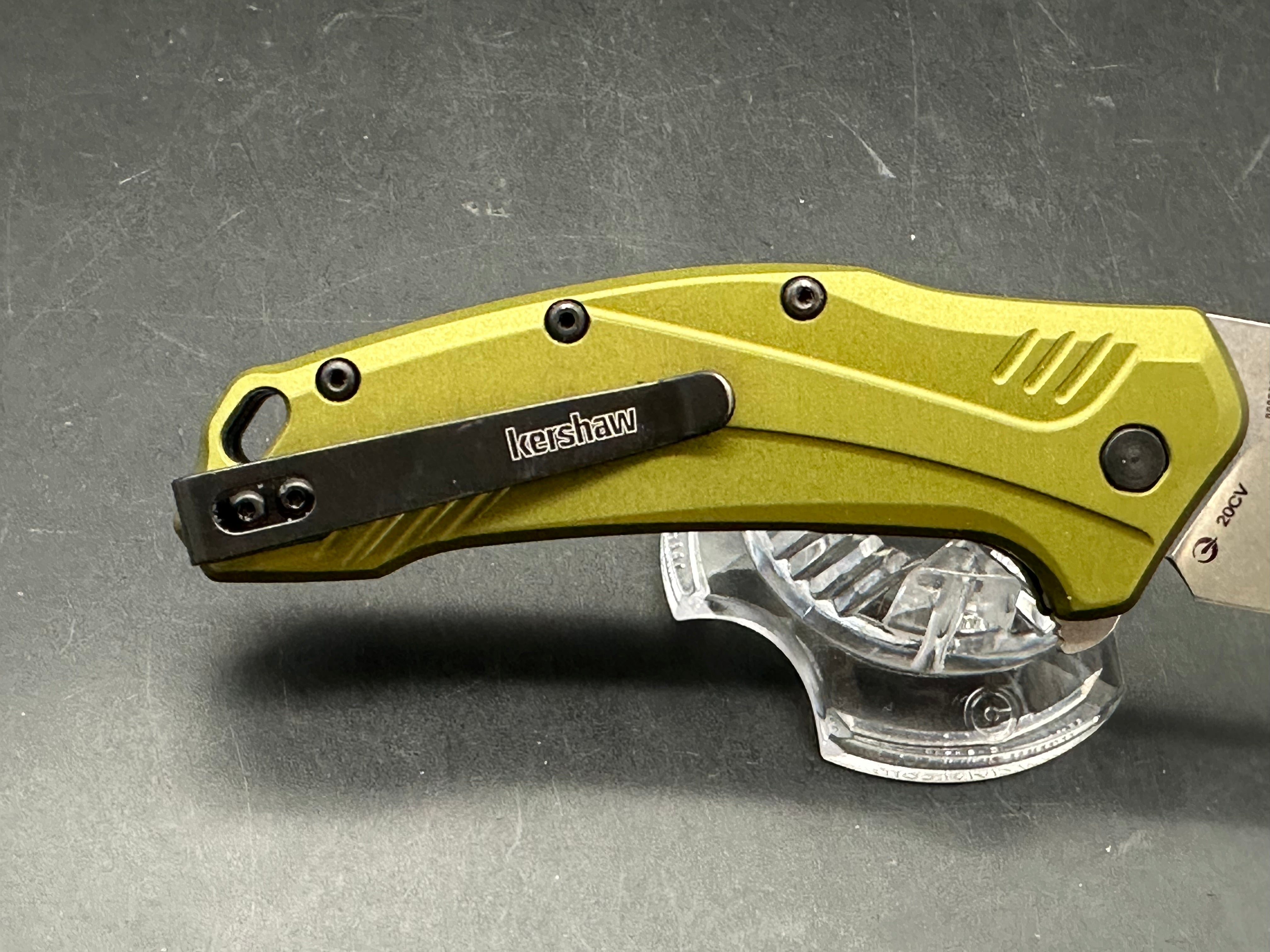 Kershaw Link Drop Point Knife Olive Al (3.25" Stonewash)