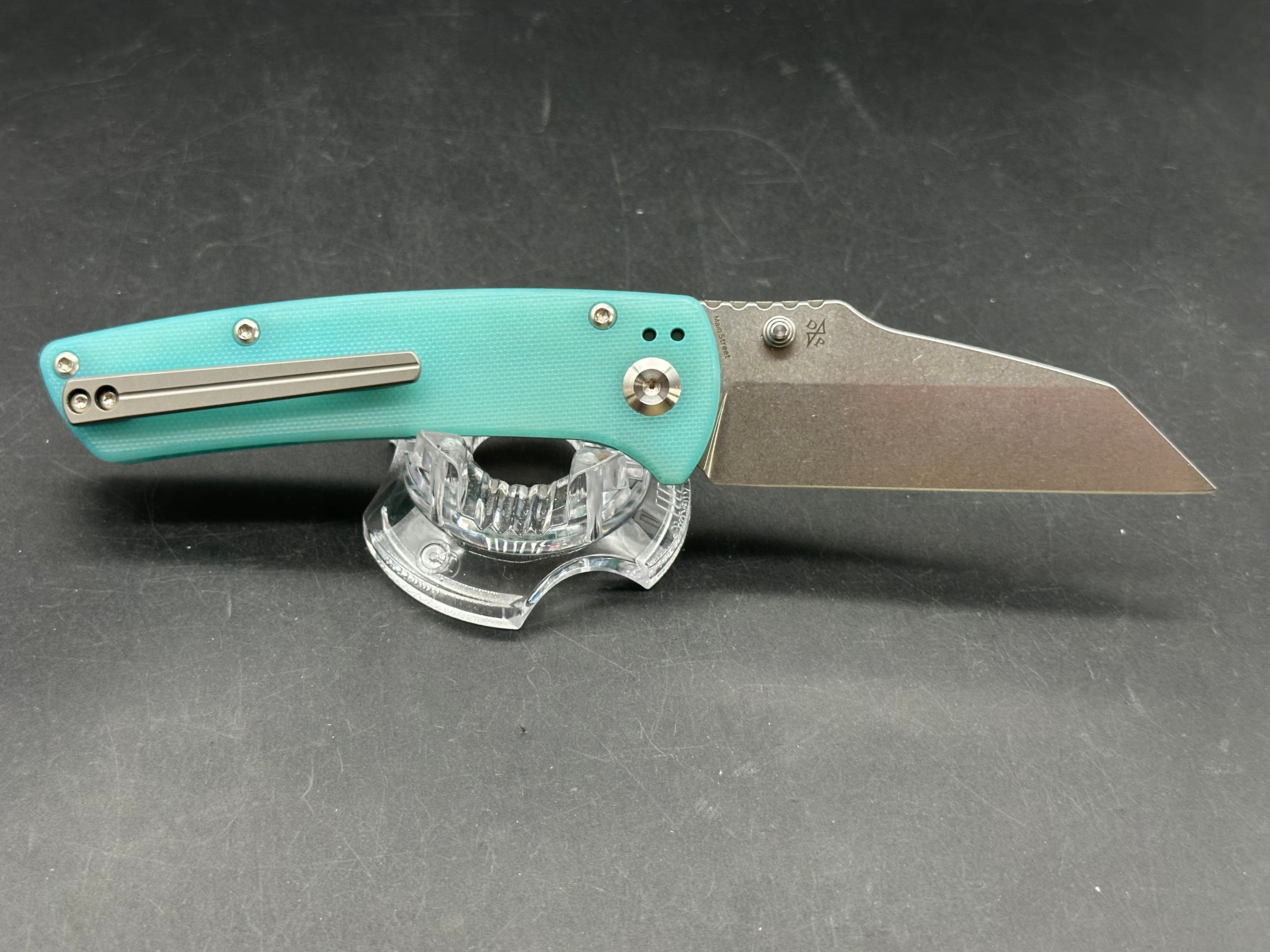 Kansept Knives Main Street Liner Lock Knife Light Blue G-10 (3.4" Stonewash)