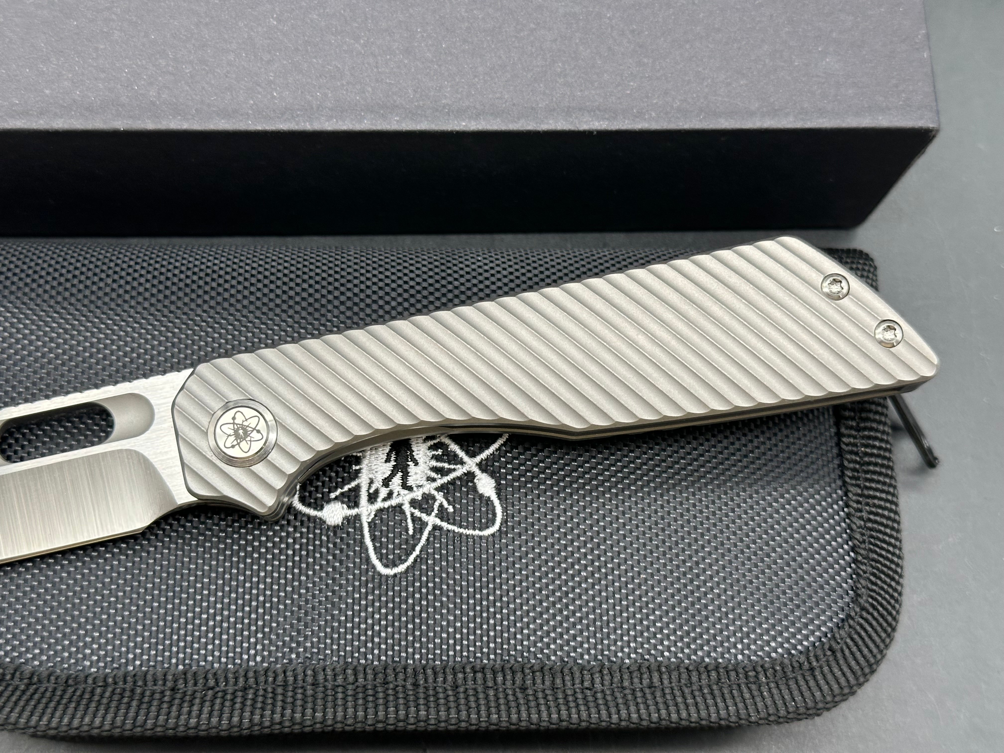 EMP EDC Ronin #079 First Run, Belt Satin Elmax Blade, Blasted Ti Handles