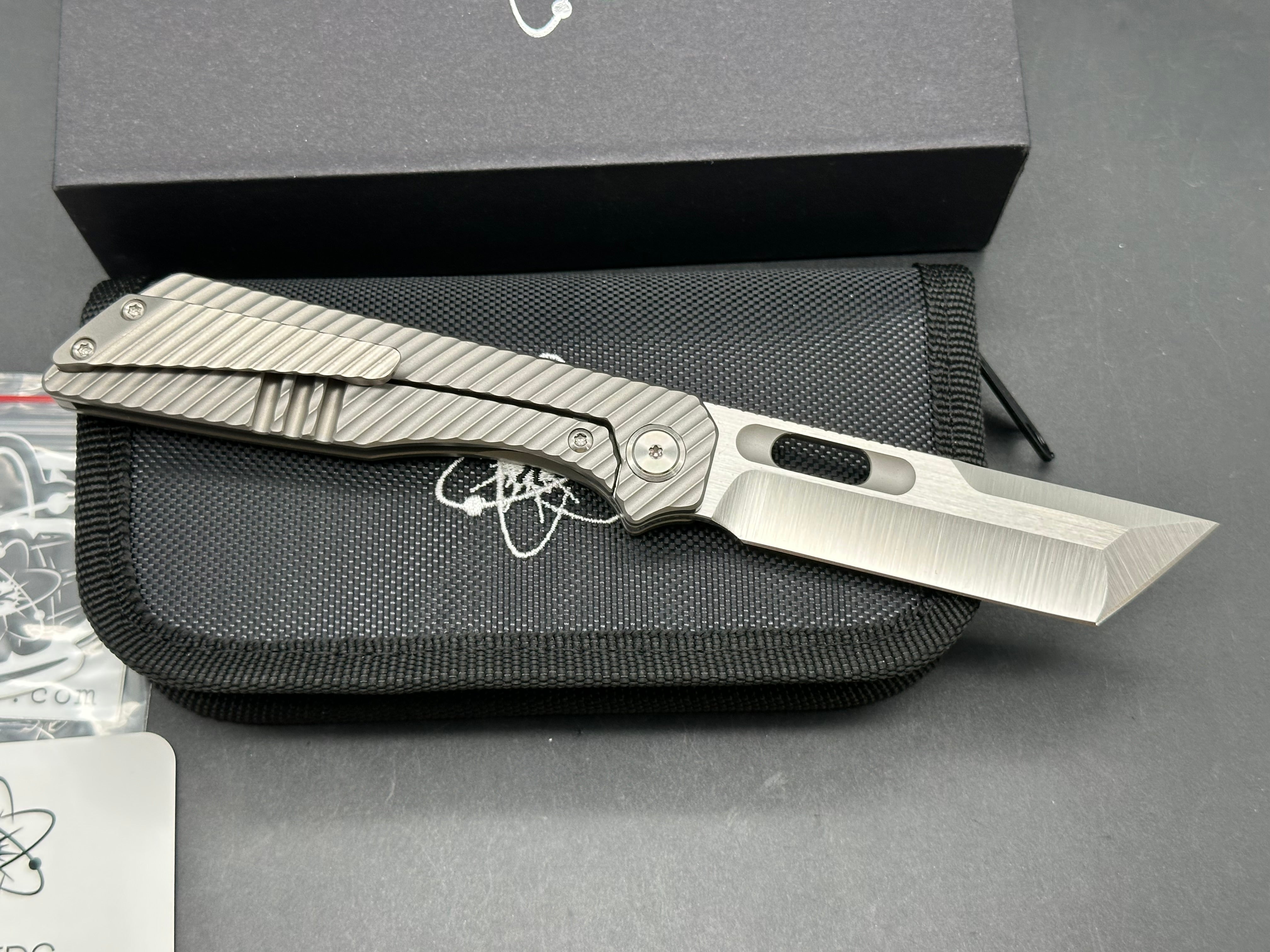 EMP EDC Ronin #079 First Run, Belt Satin Elmax Blade, Blasted Ti Handles