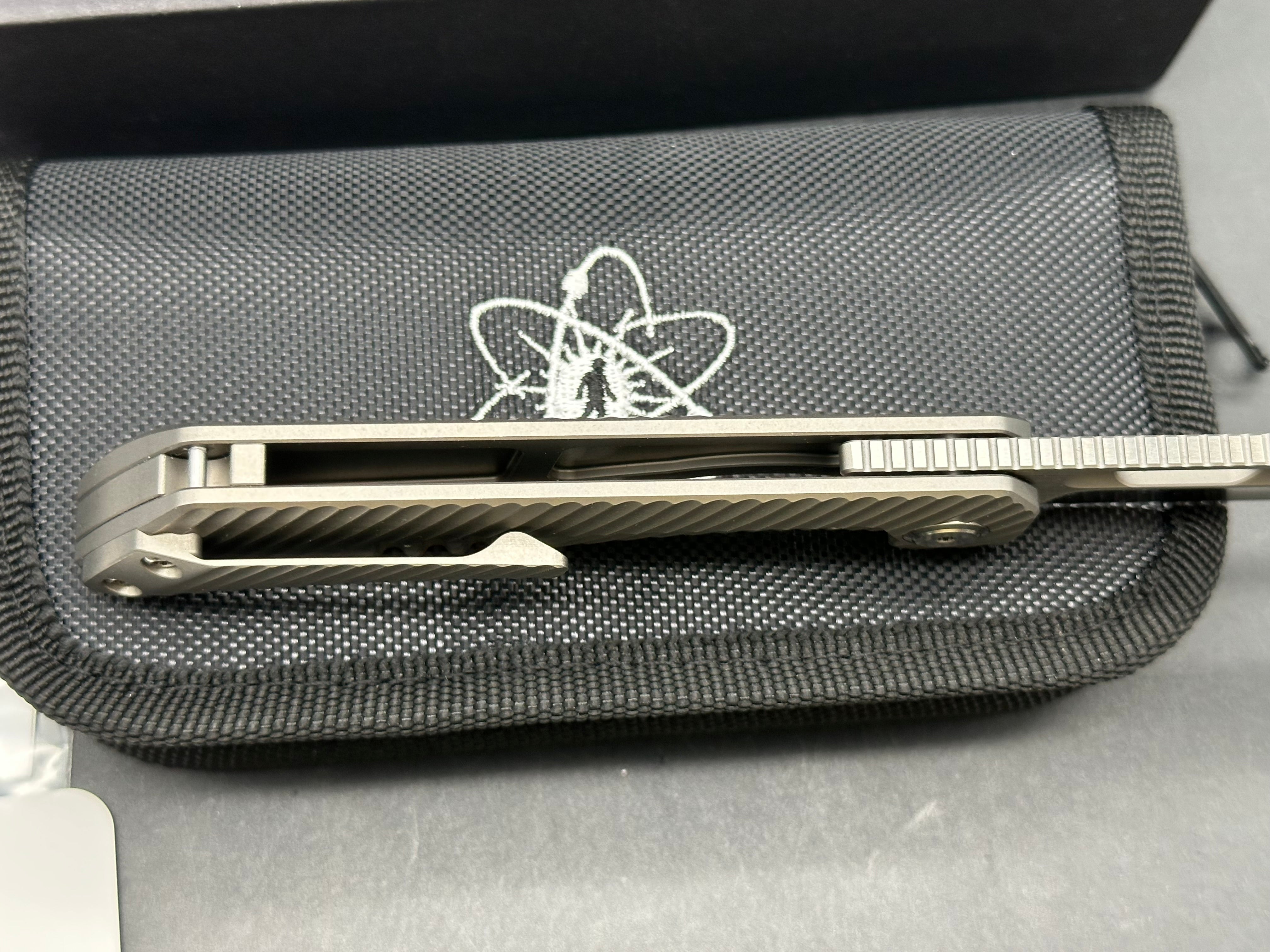 EMP EDC Ronin #079 First Run, Belt Satin Elmax Blade, Blasted Ti Handles