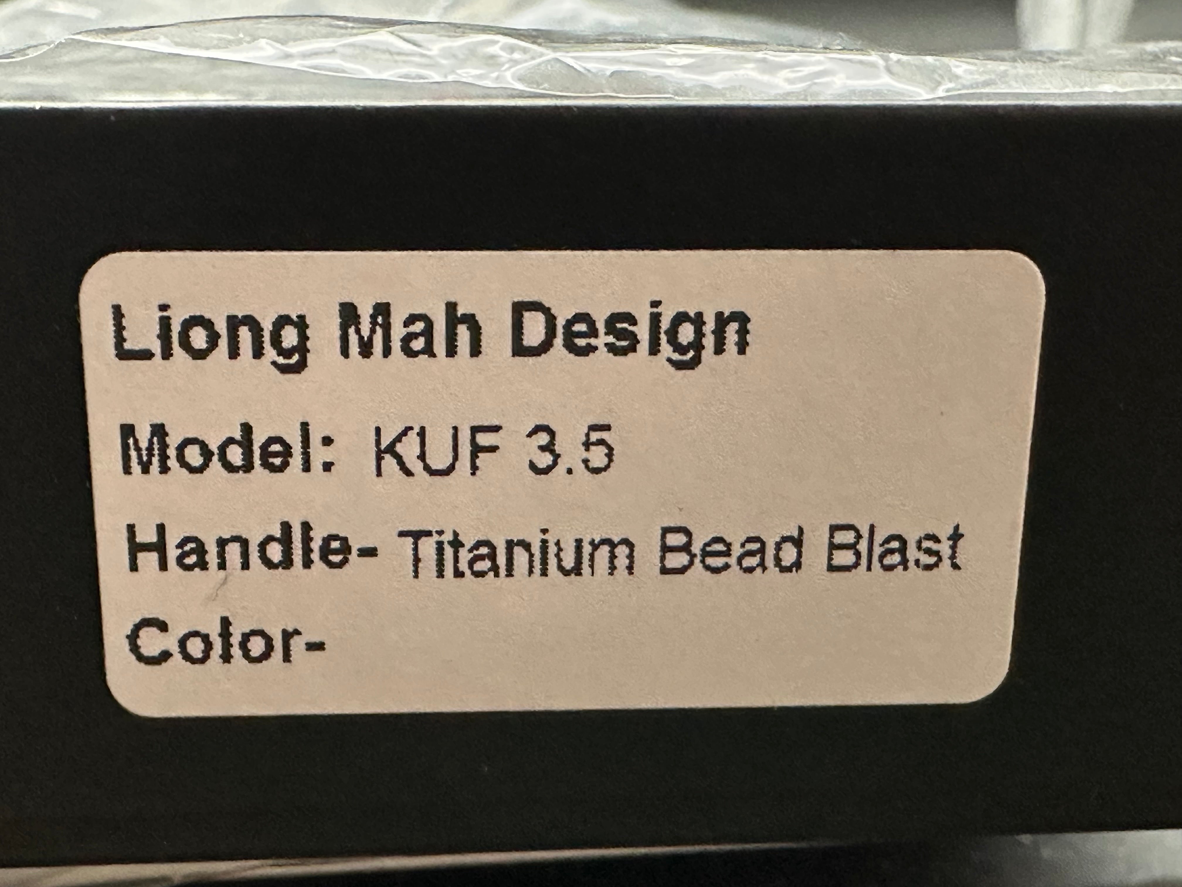 Liong Mah Design KUF 3.5 (KnifeCenter Exclusive), Belt Satin CPM-Magnacut Blade, Blasted Ti Monoblock Handles