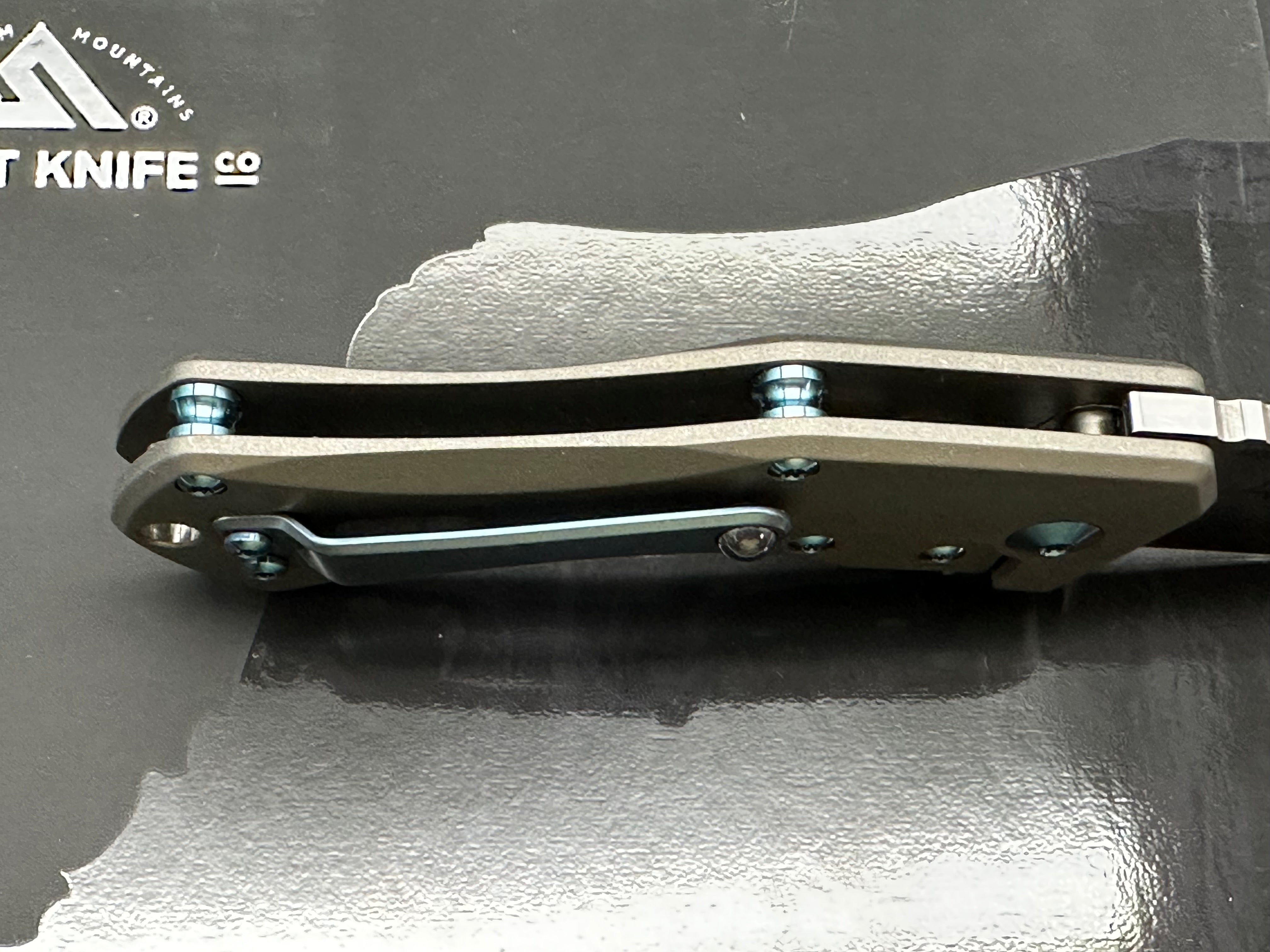Summit Knife Co. Half Dome, Belt Satin M390 Blade, Stonewashed Ti Handles, Blue Anodized Ti Pocket Clip, Standoffs and Hardware